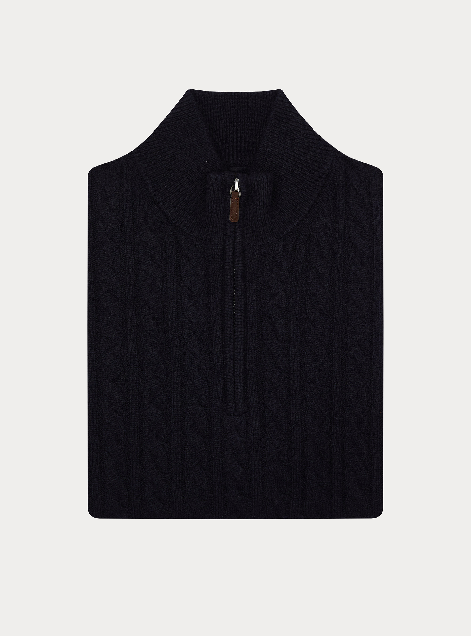 Maglia collo mock con trecca in misto lana, BLU NAVY