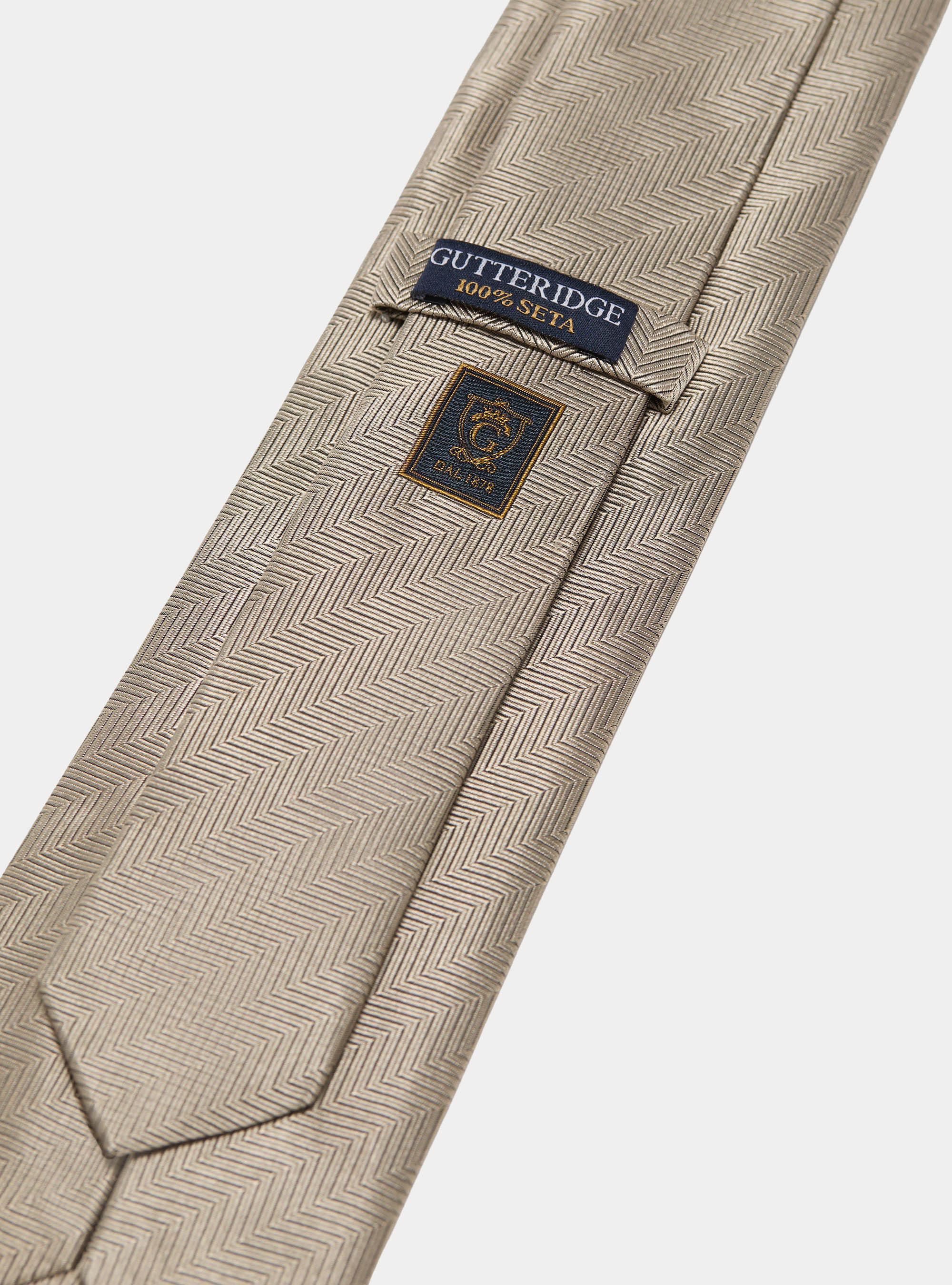 Herringbone silk tie, ECRU