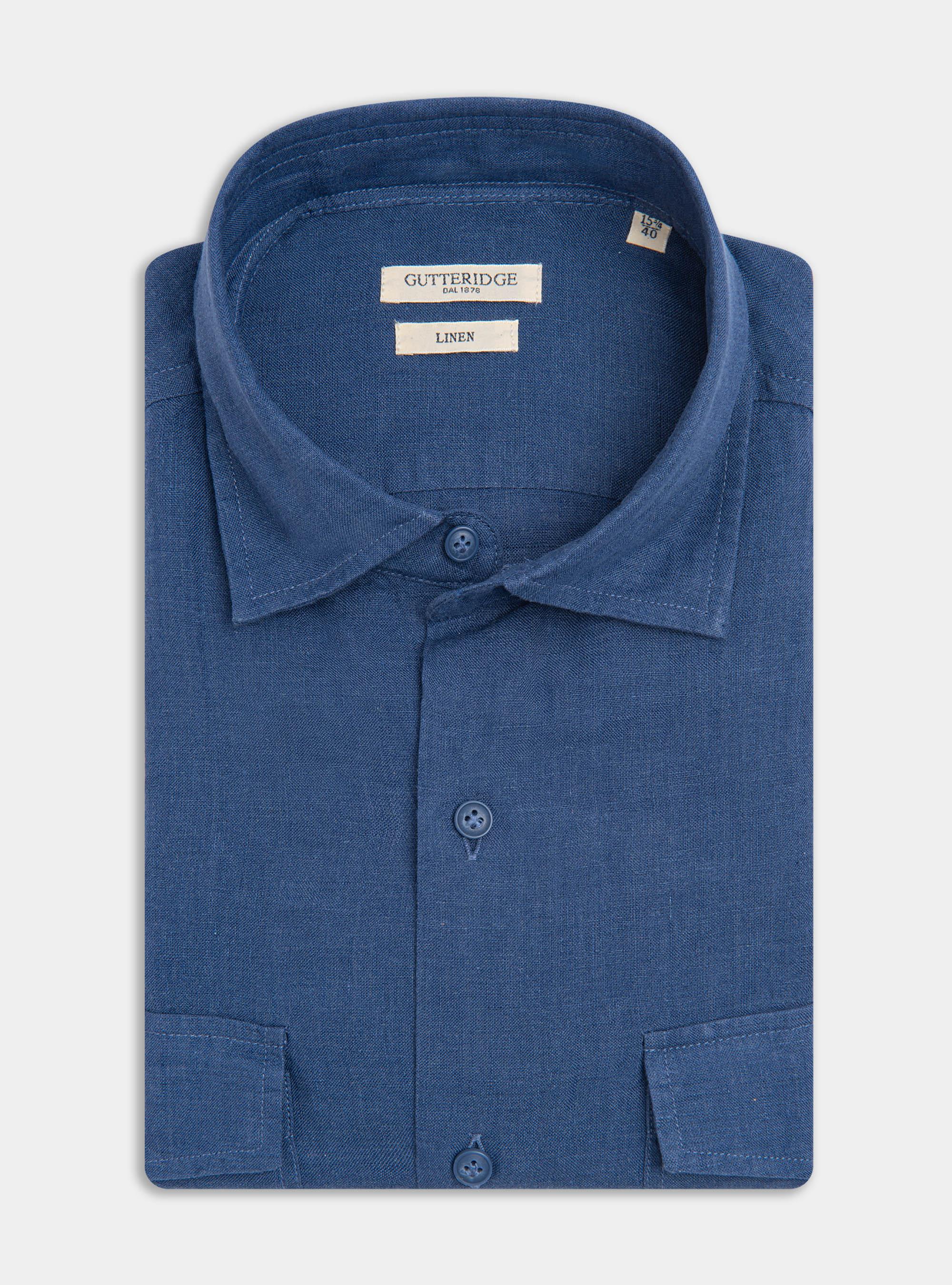 Camicia in puro lino con tasconi, 0243C DENIM