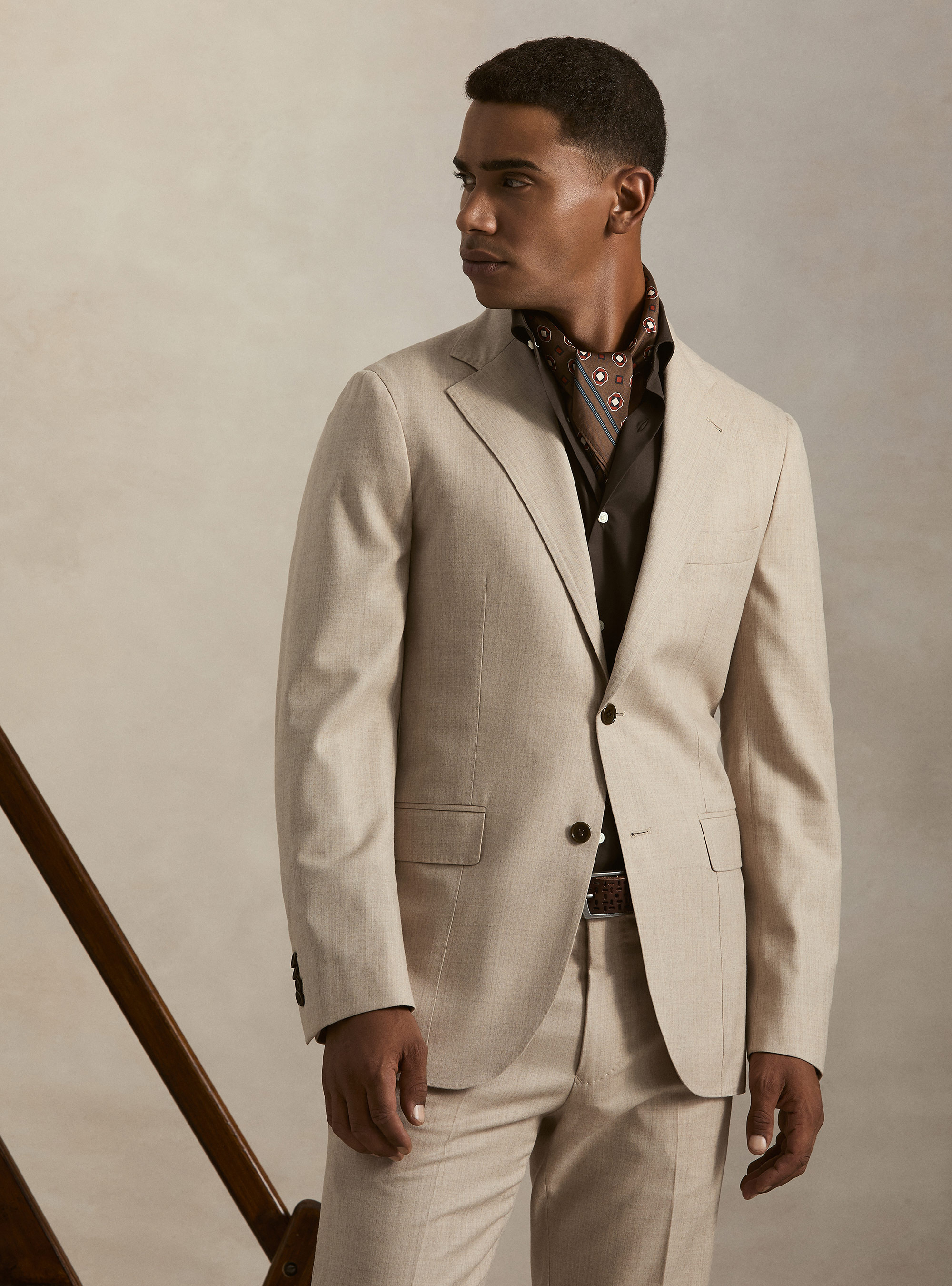 Wool flannel suit blazer, SAND