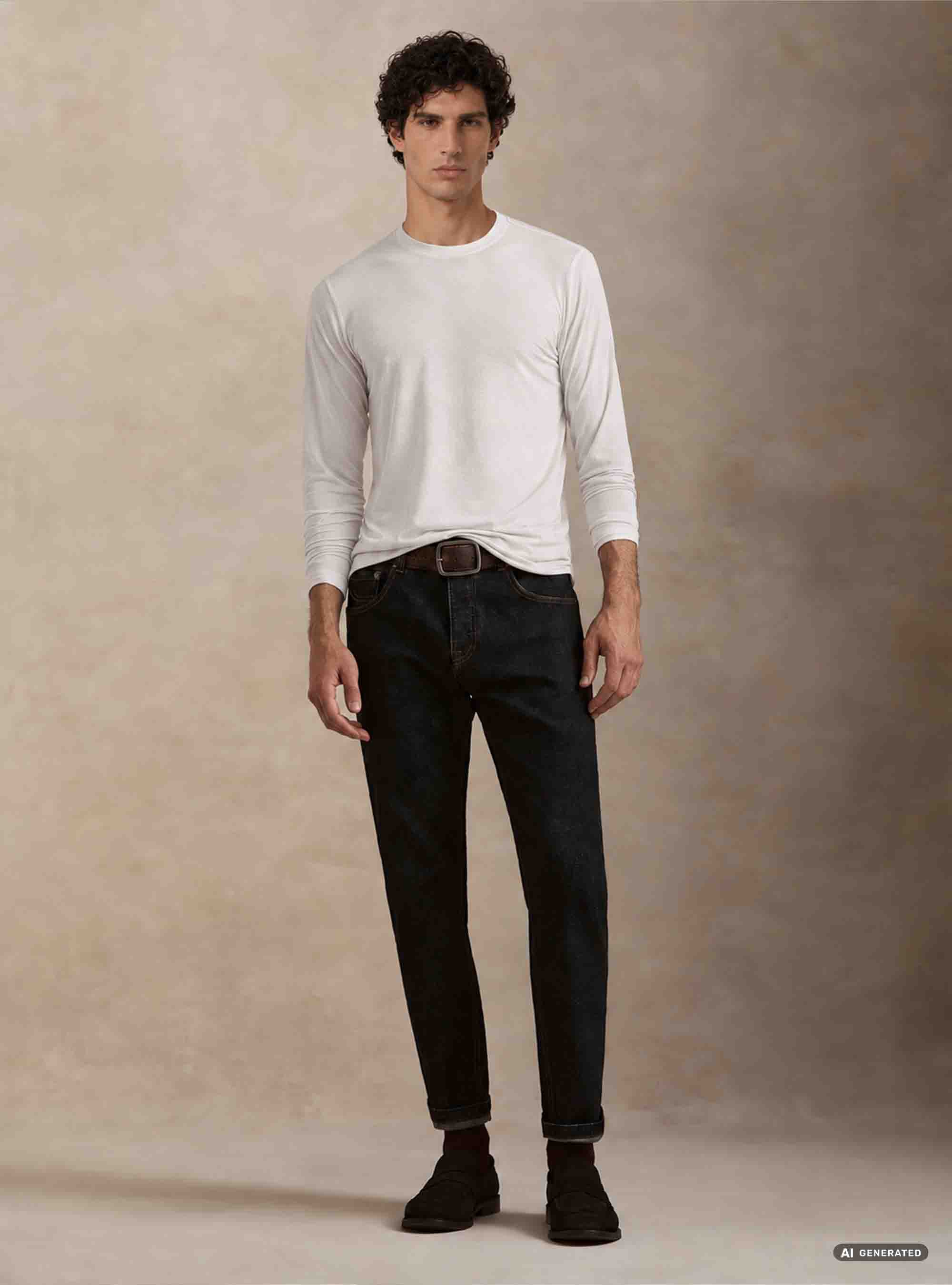 Long-sleeve cashmere blend T-shirt, 0055C OFF WHITE
