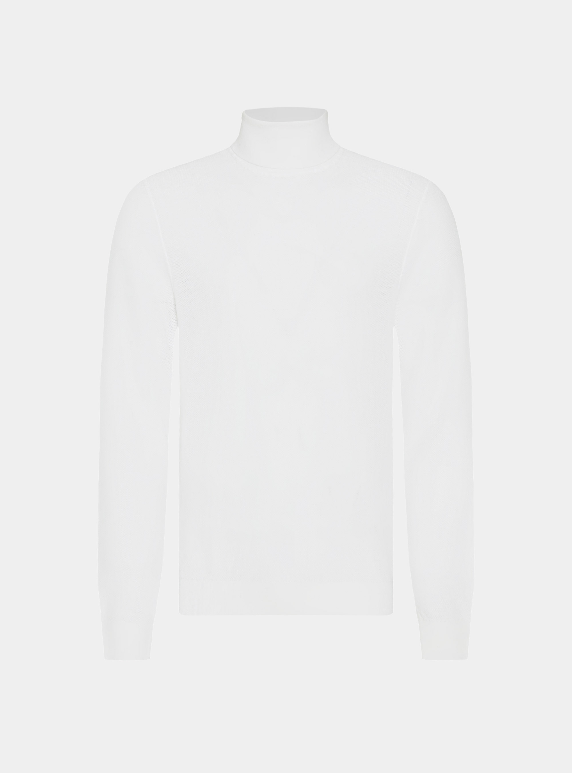 Cotton cashmere honeycomb turtleneck, WHITE
