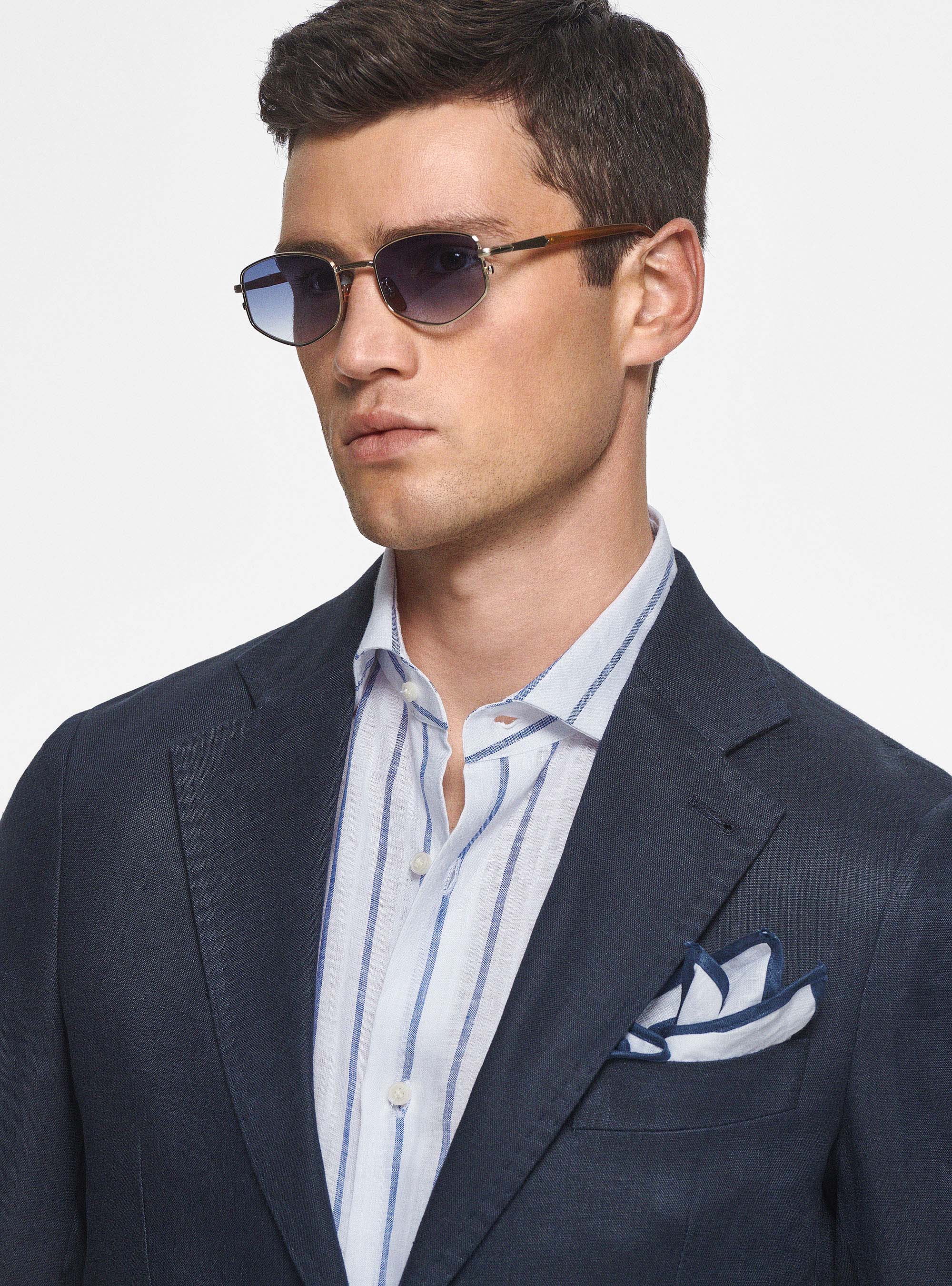 Giacca in puro lino, BLU NAVY