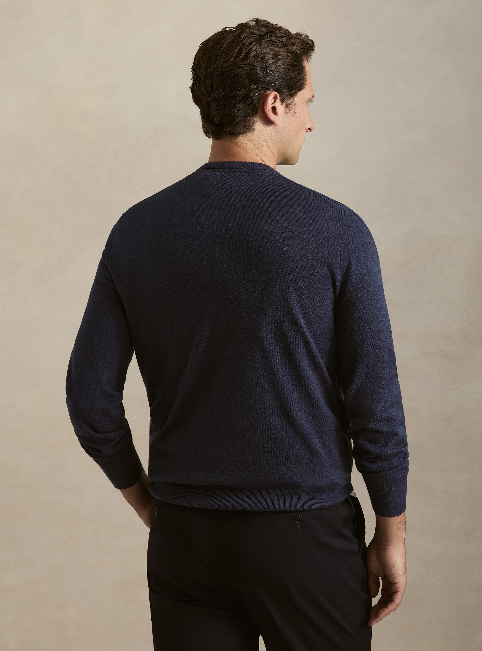 Pull col rond en coton, soie et cachemire, ENCRE