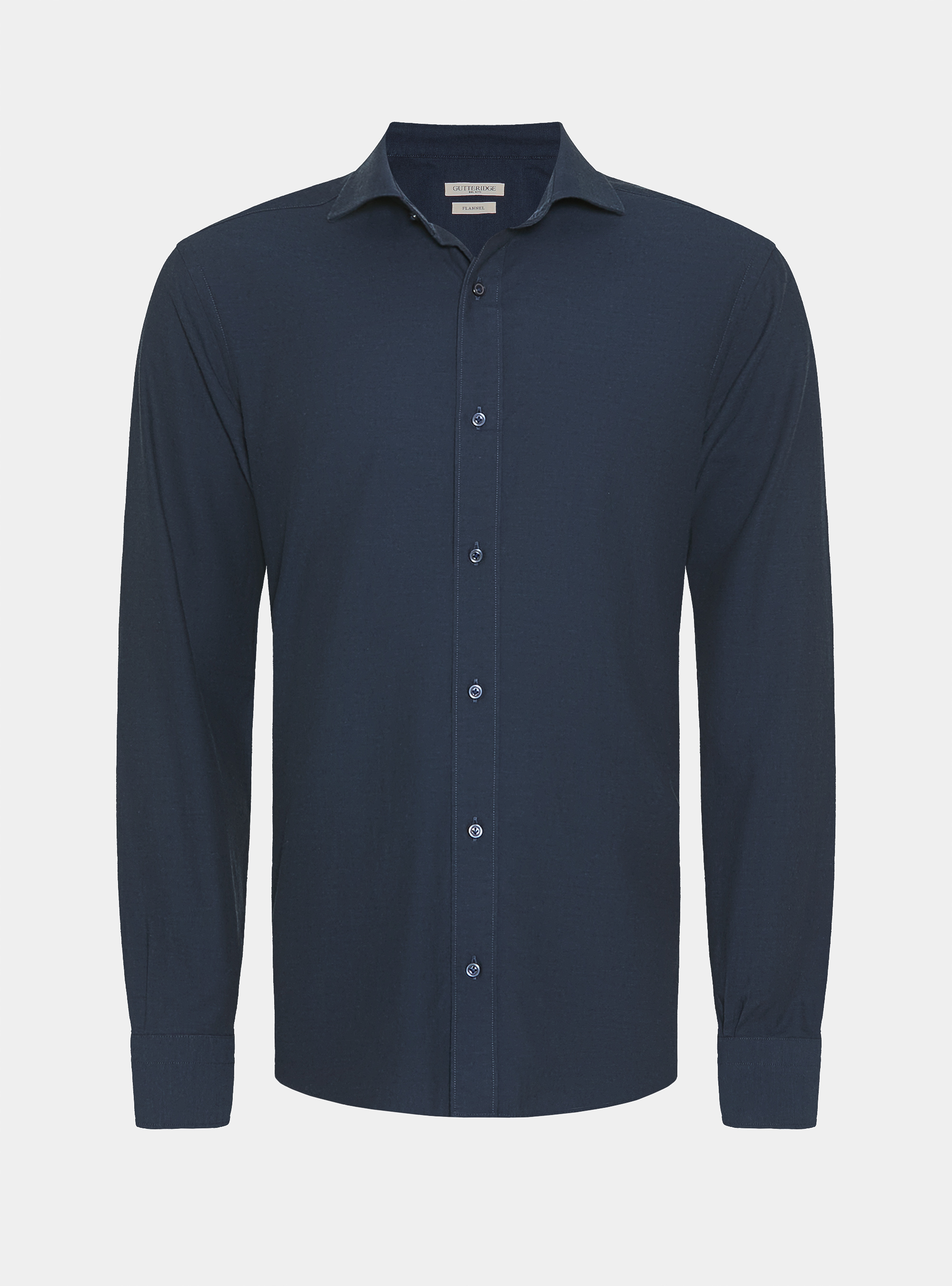 Camicia in flanella di cotone e lana, BLU NAVY