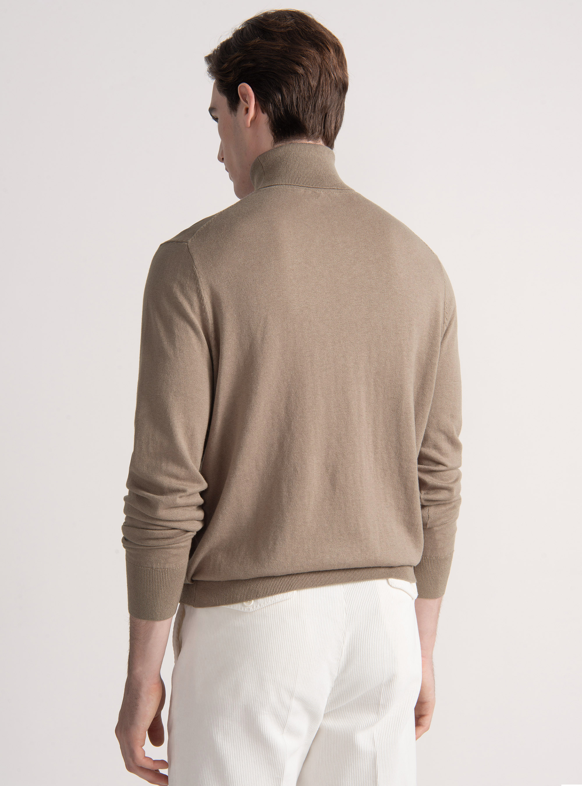 Dolcevita in cotone seta e cashmere, FANGO