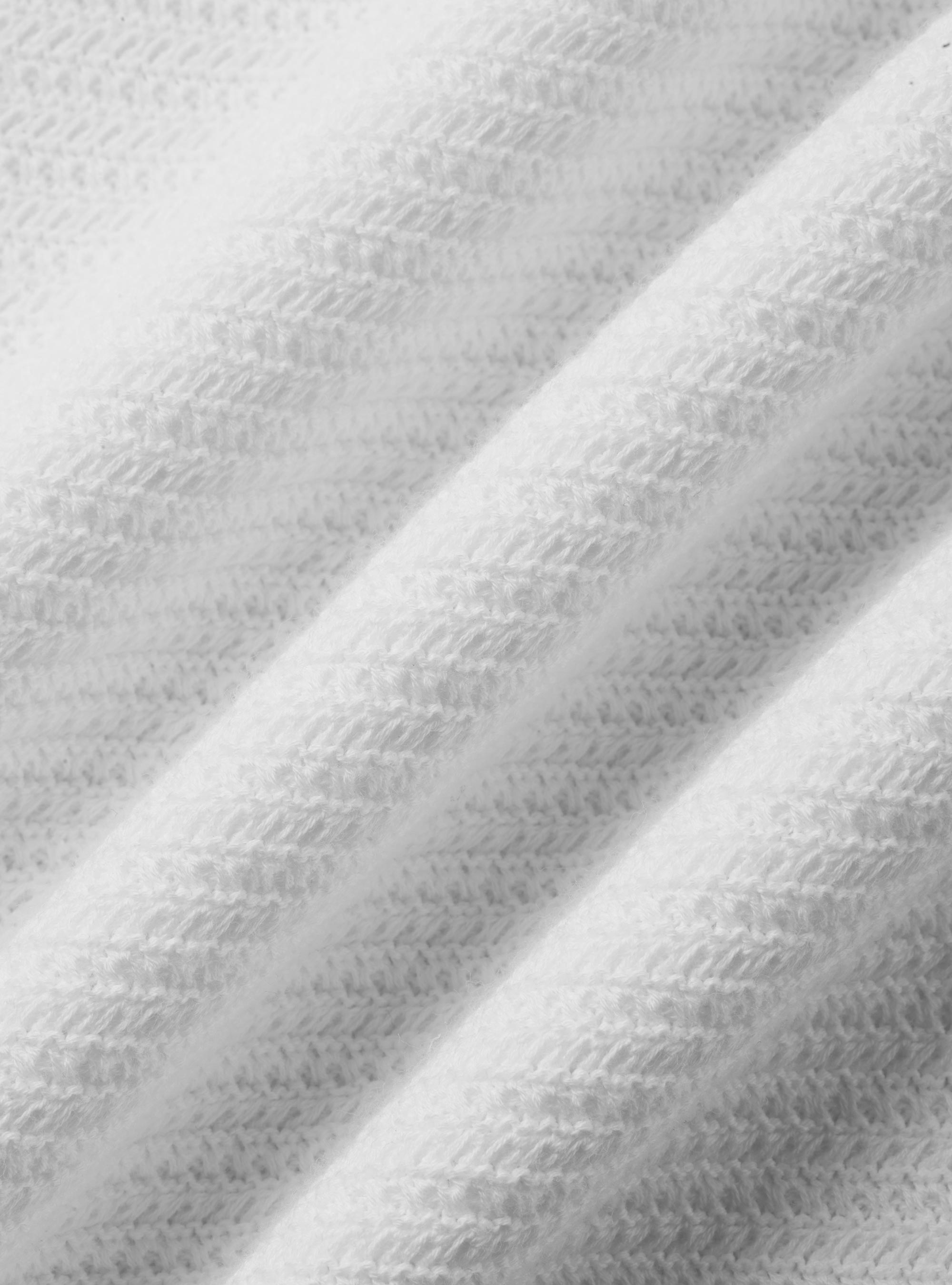 Textured cotton knit polo shirt, WHITE