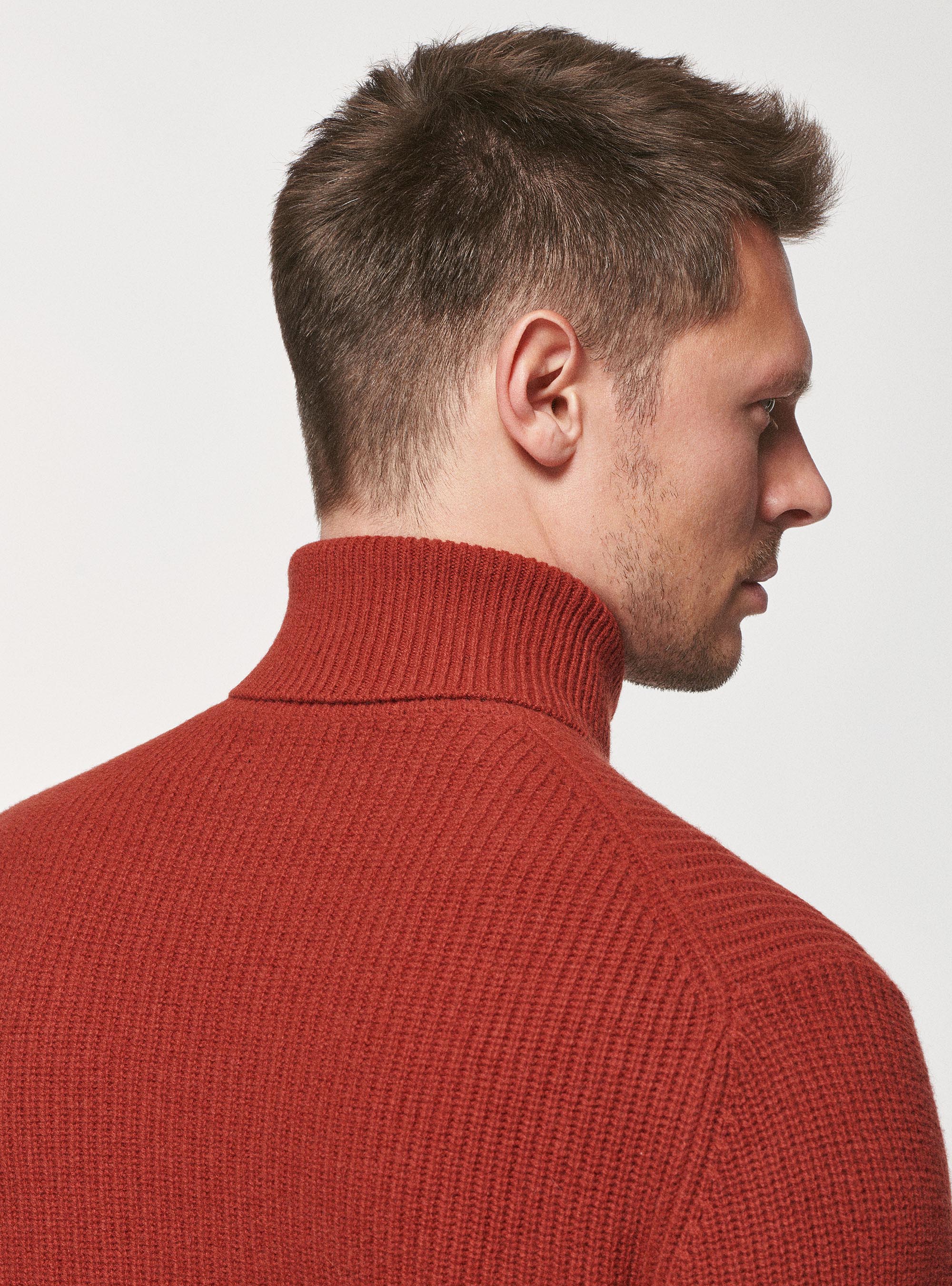 Pearl rib wool sweater, BRICK