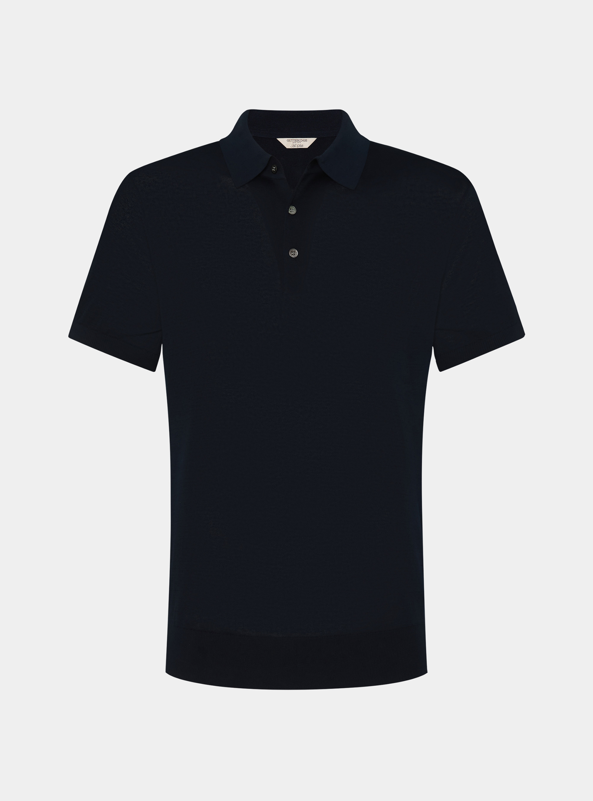 Maglia a polo in cotone e seta, BLU NAVY