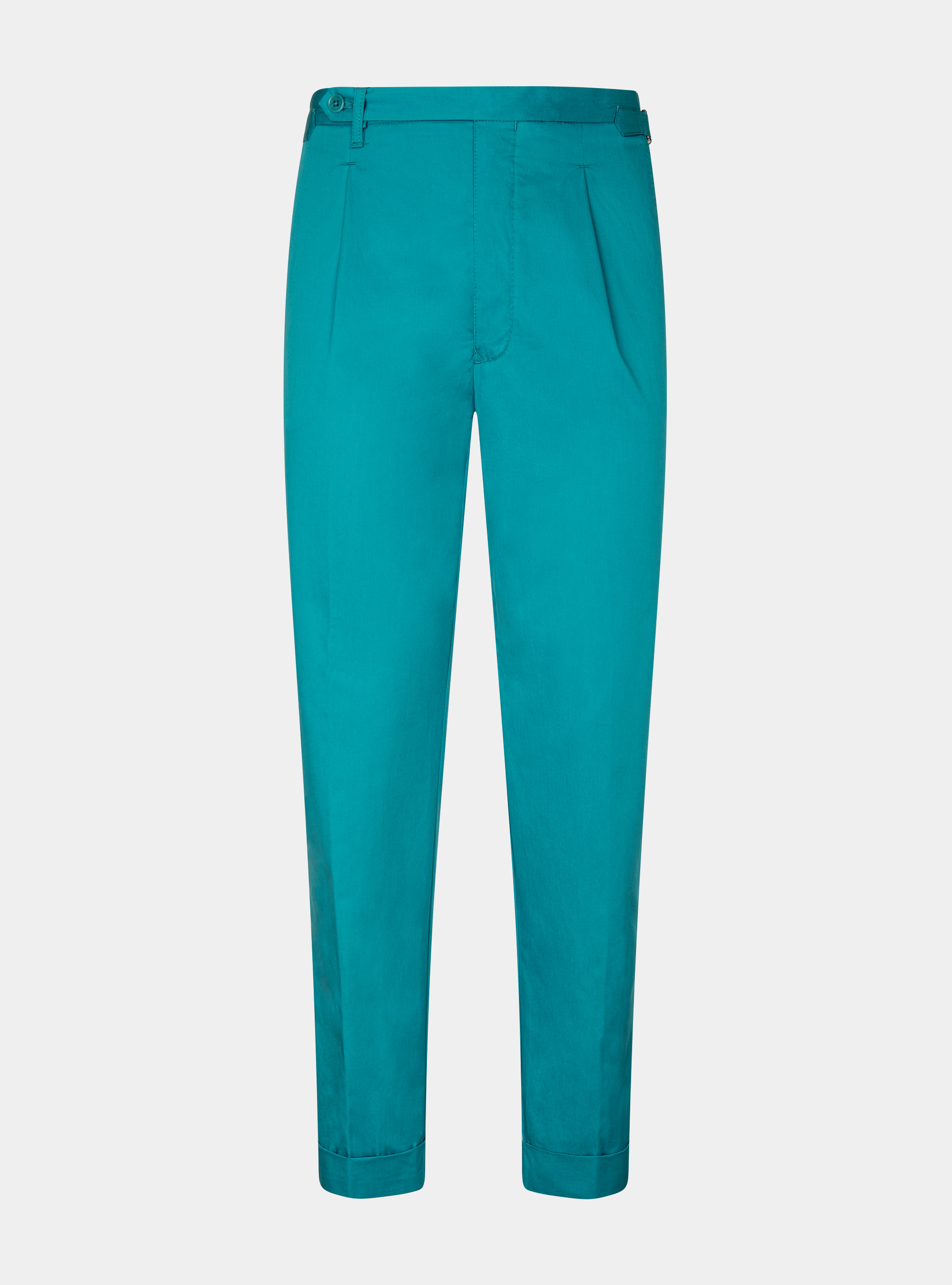Pantaloni con pince in twill leggero, PETROLIO
