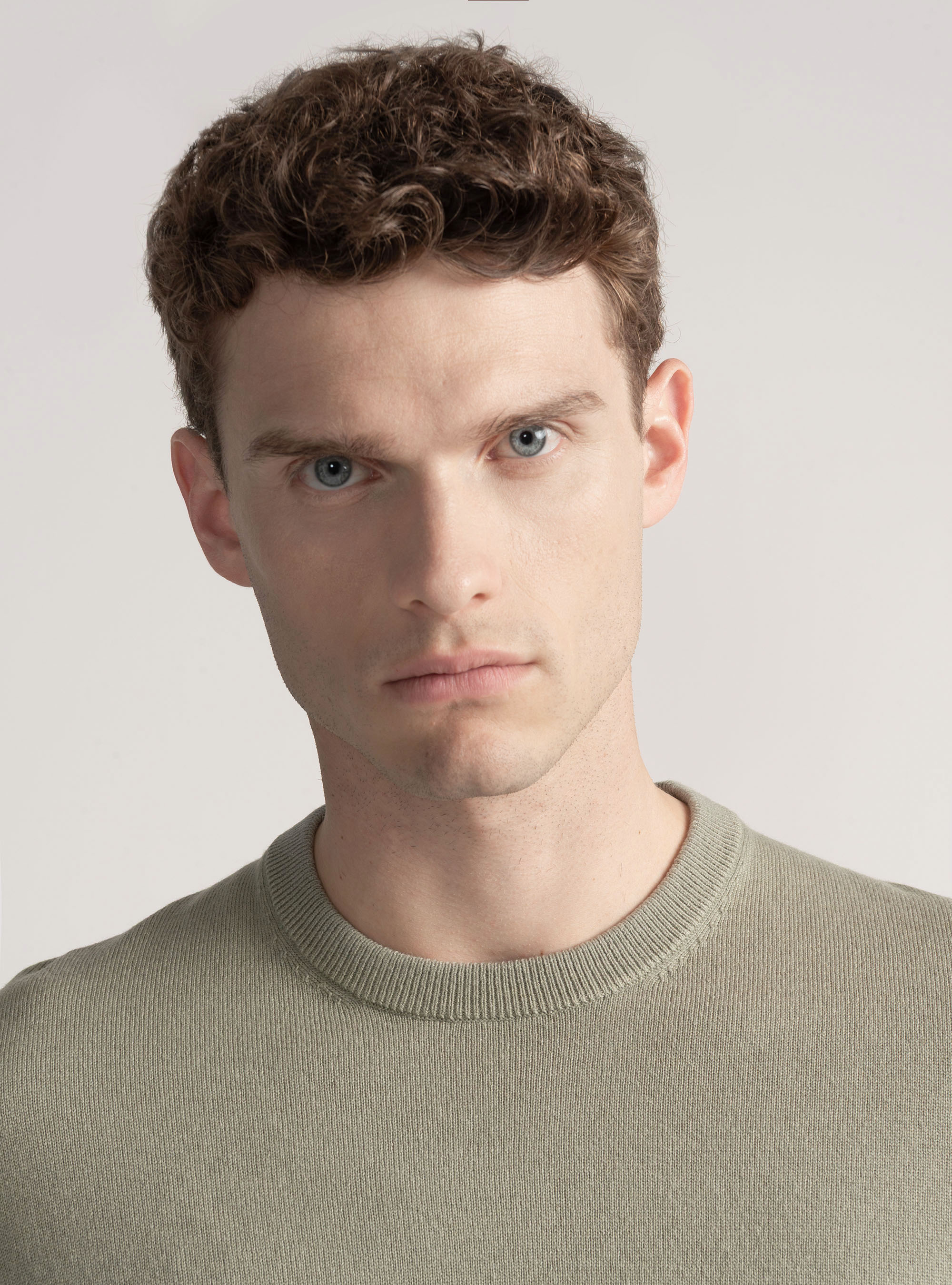 Maglia girocollo in misto lana, VERDE GIADA 0655C