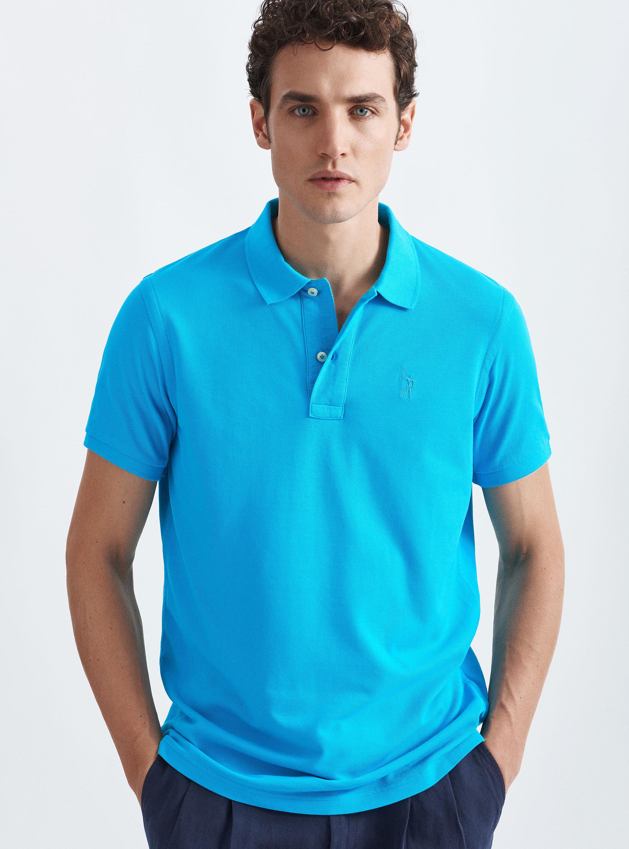 Polo cl&aacute;sico de piqu&eacute;, TURCHESE 0258C