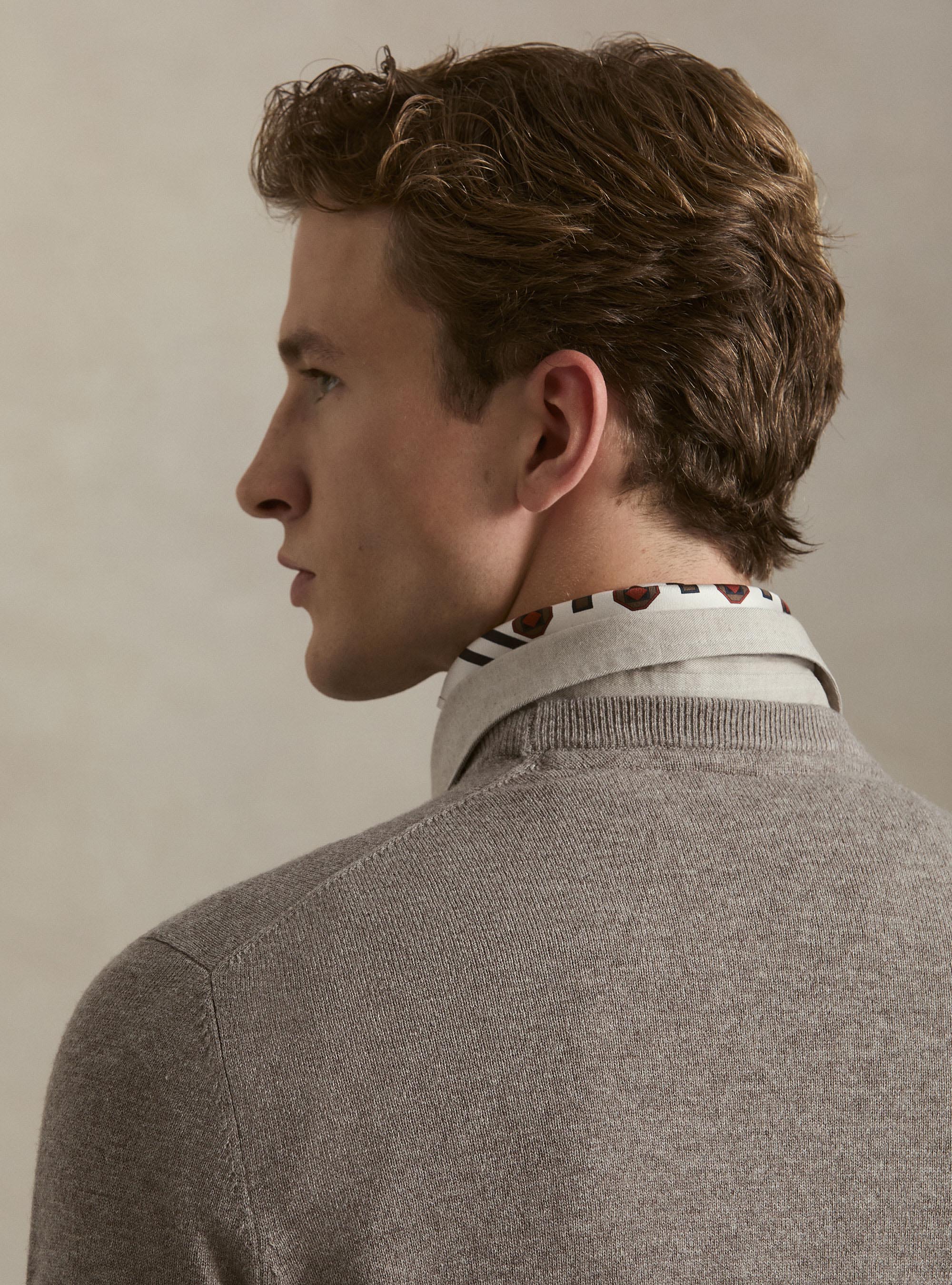 Pull col rond en lambswool et cachemire, TORTORA 0542C