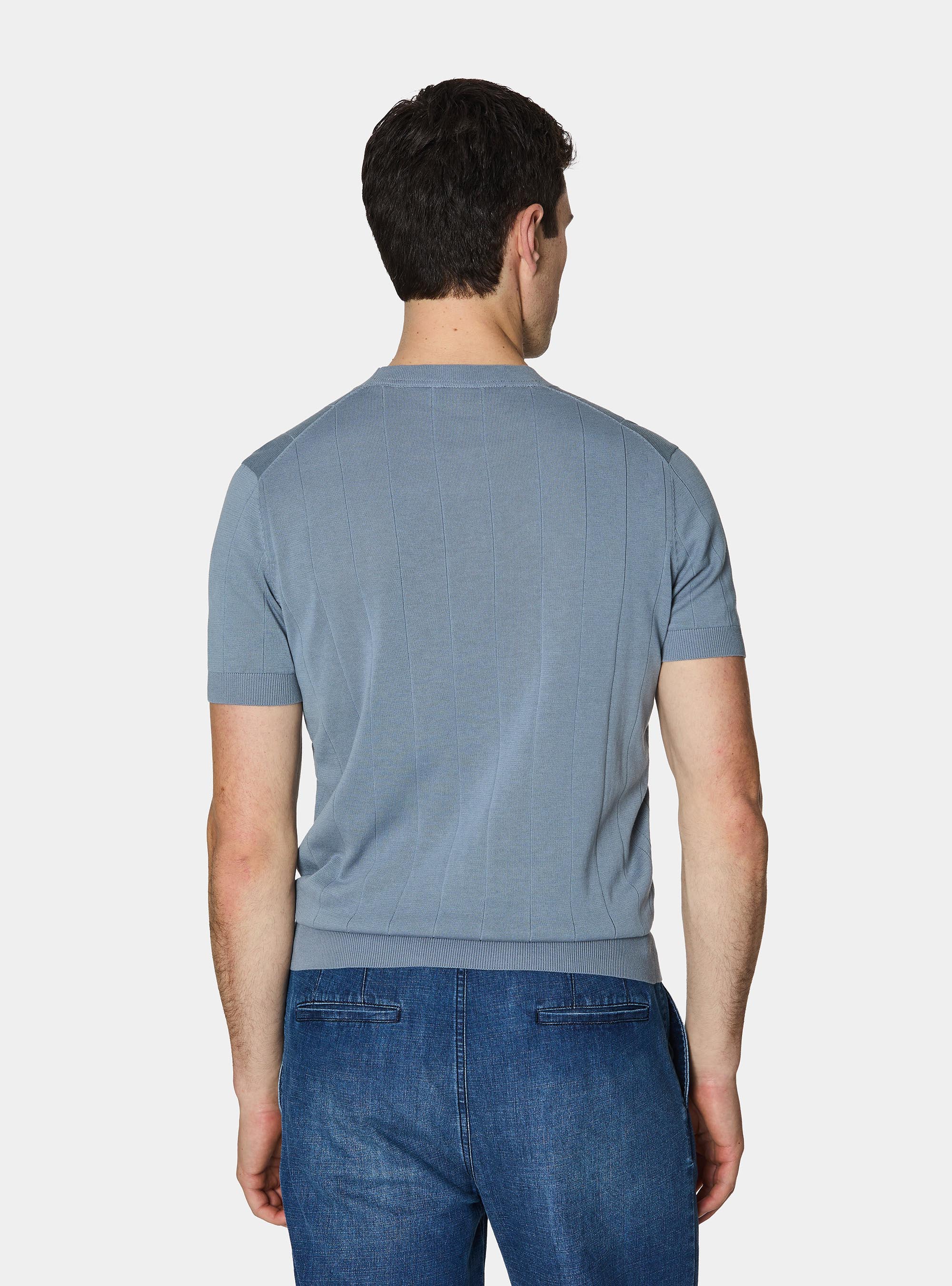 Pure cotton flat-ribbed sweater, AVIO 0292C