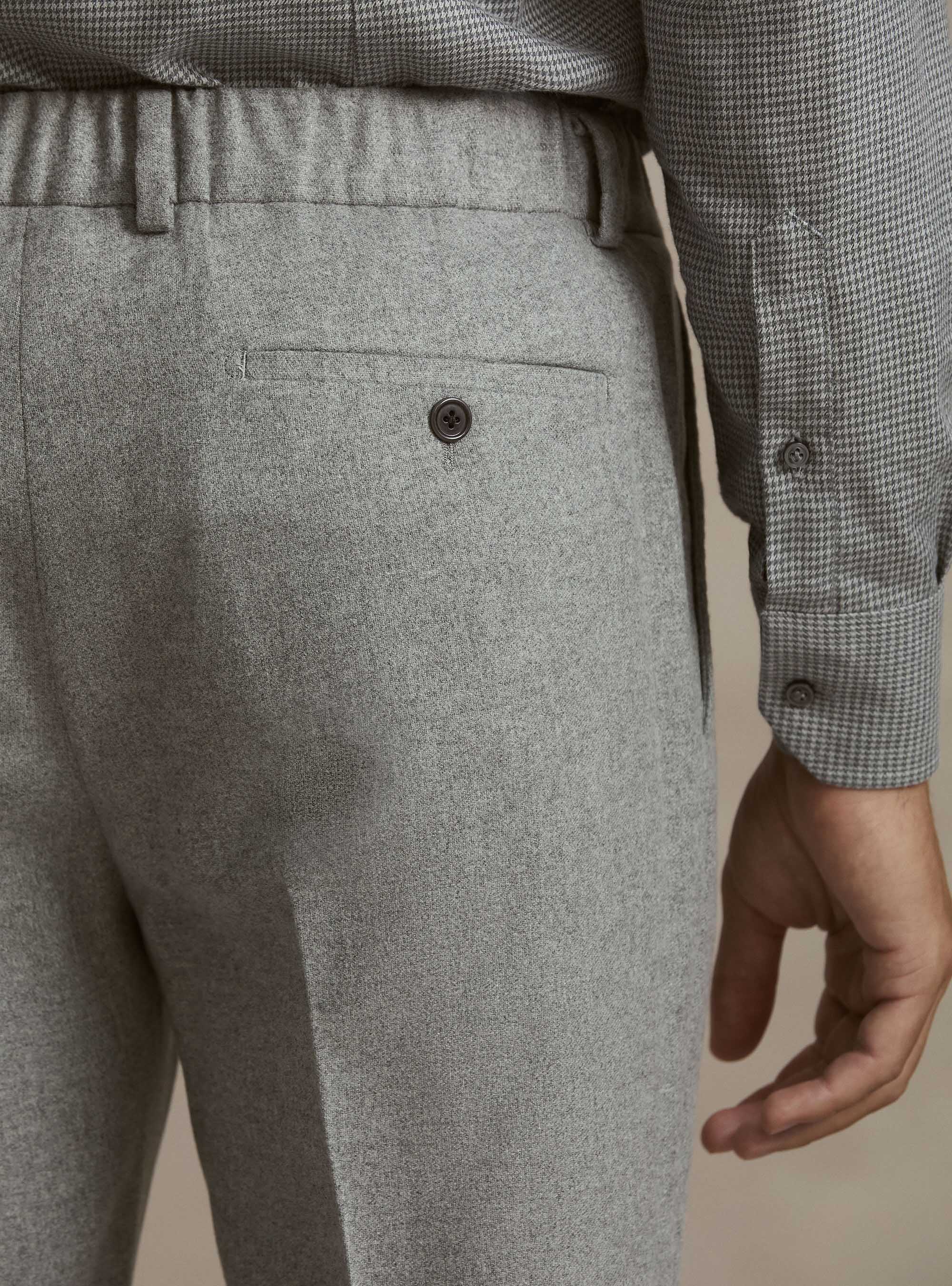 Pantaloni con coulisse in misto lana leggera, GRIGIO CHIARO