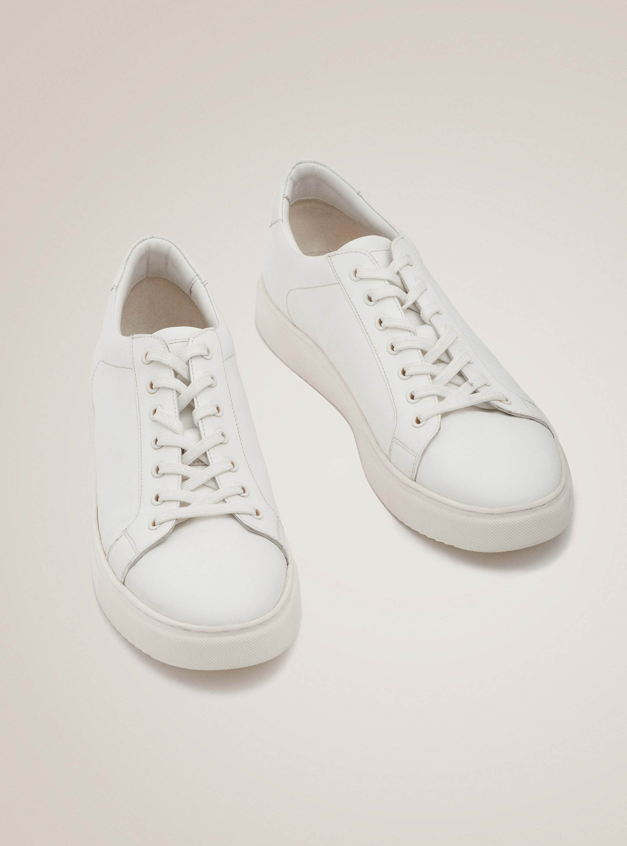 White leather sneakers, WHITE