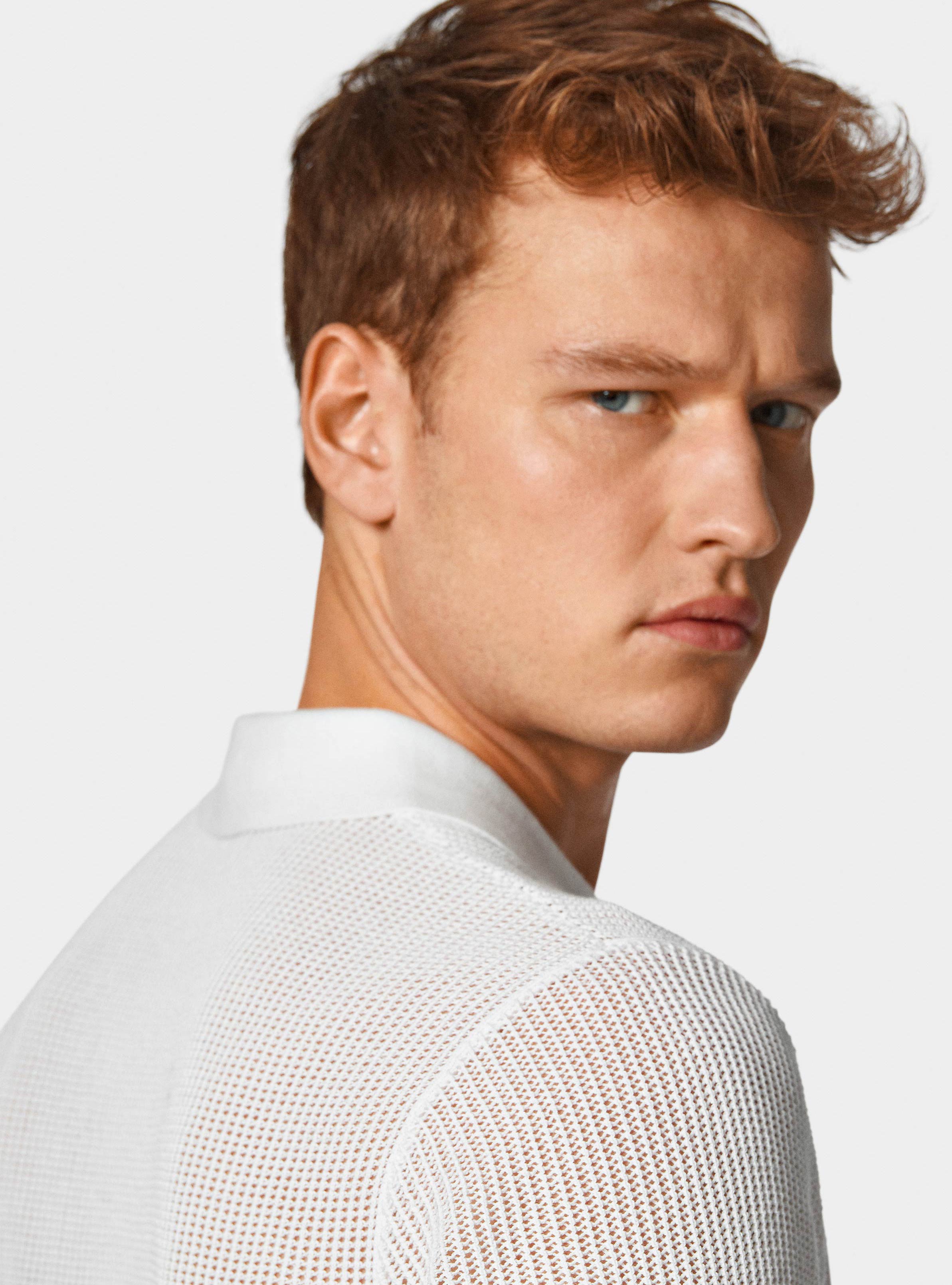 Geh&auml;keltes Poloshirt, BIANCO 0099C