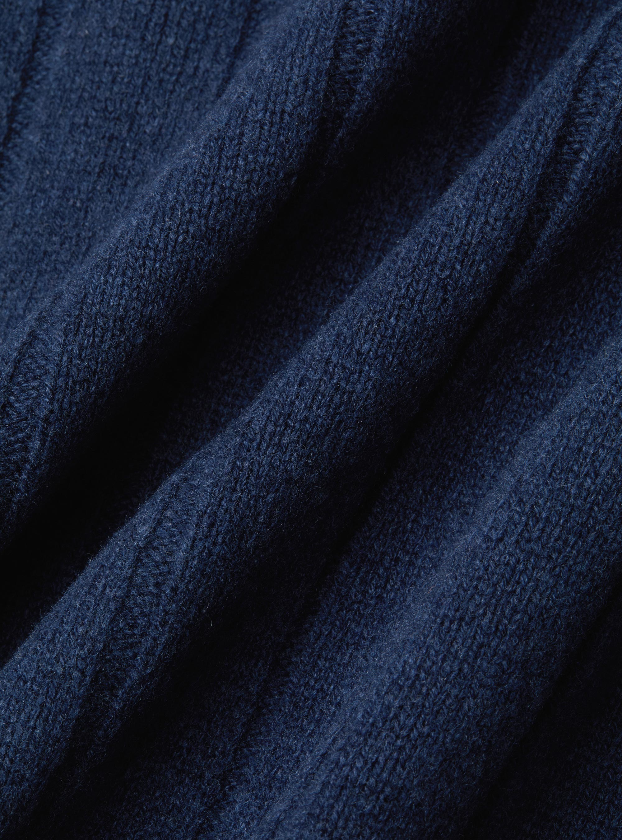 Full-zip wool-cashmere flat-ribbed sweater, INK