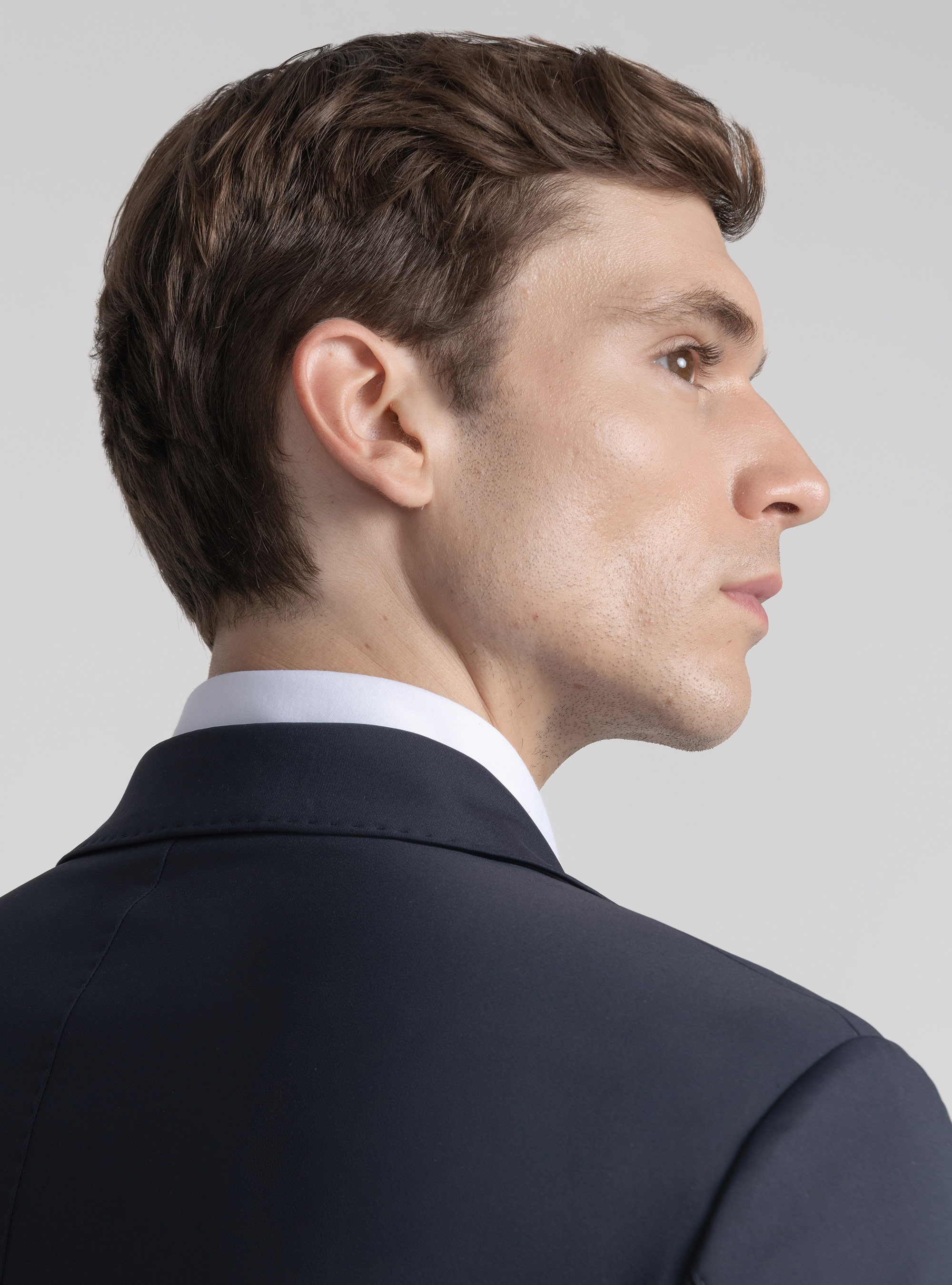 GT01 double-breasted blazer in stretch nylon, NAVY BLUE