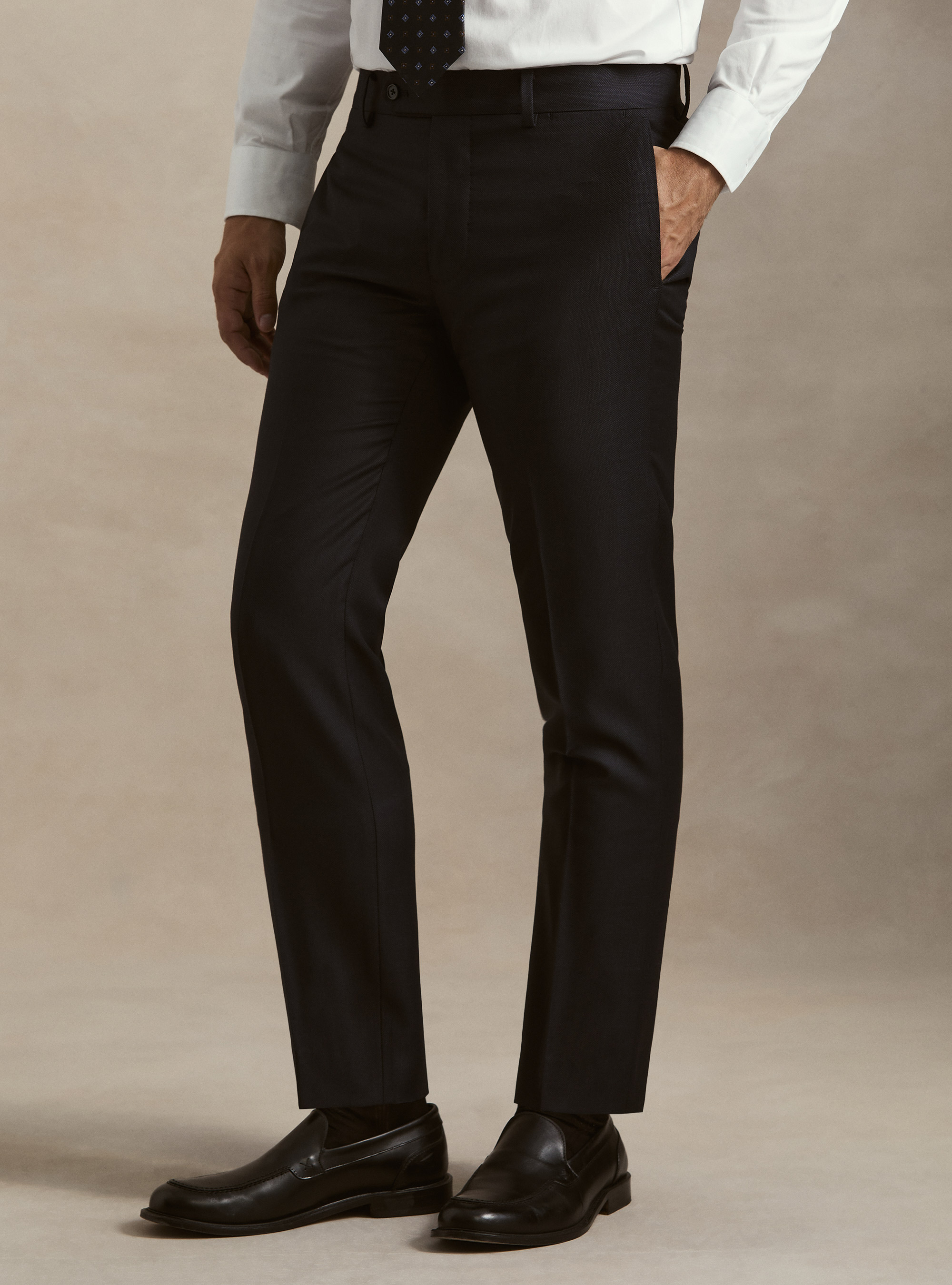 Pure wool bird's eye suit trousers by Vitale Barberis Canonico, NAVY BLUE