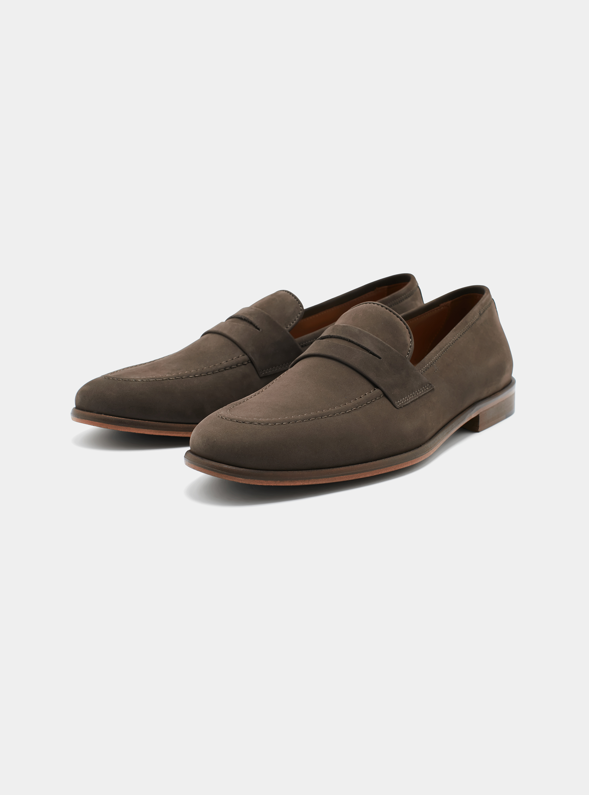 Nubuck loafers, BROWN