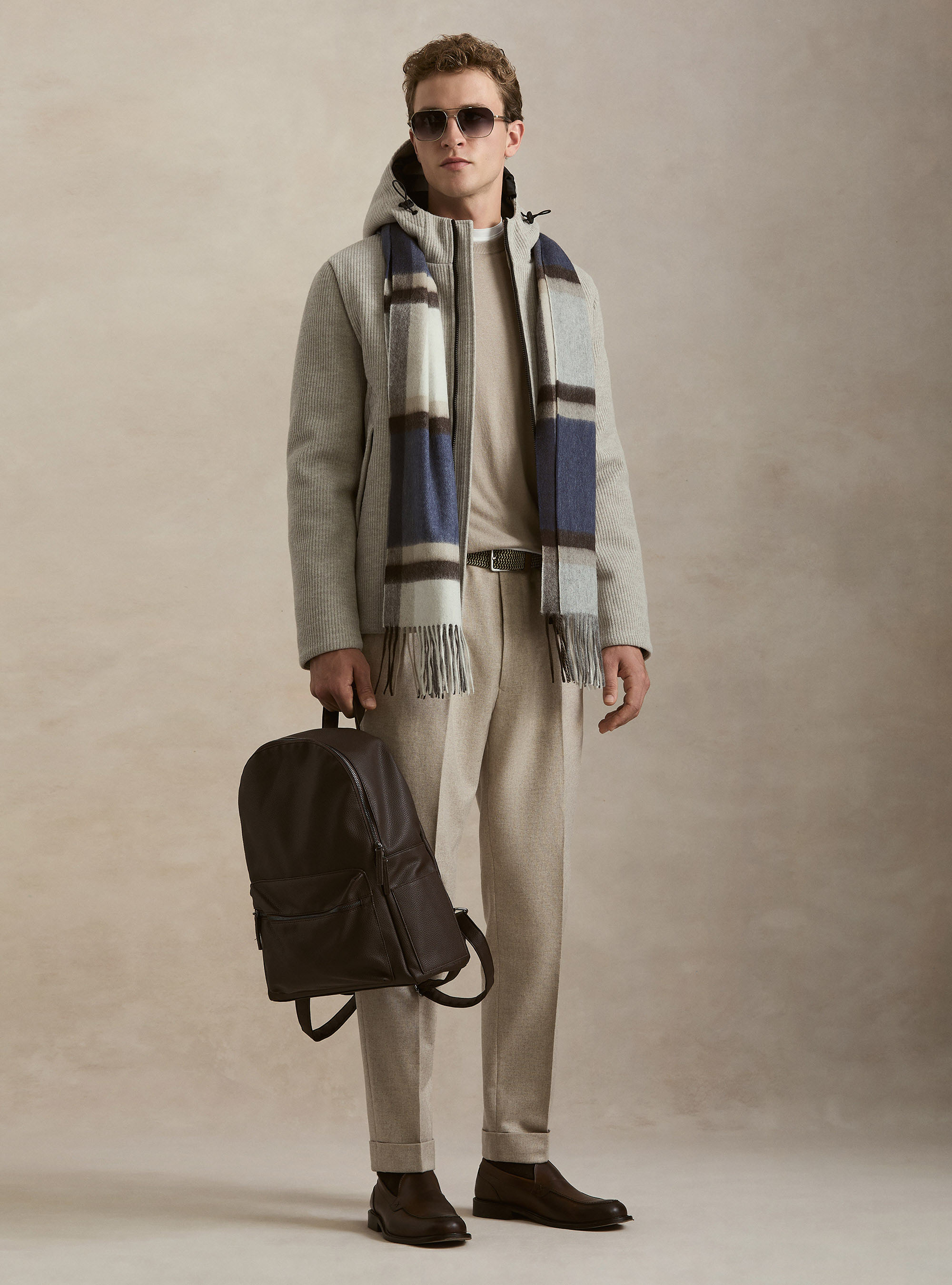 Ribbed hooded puffer jacket, ECRU