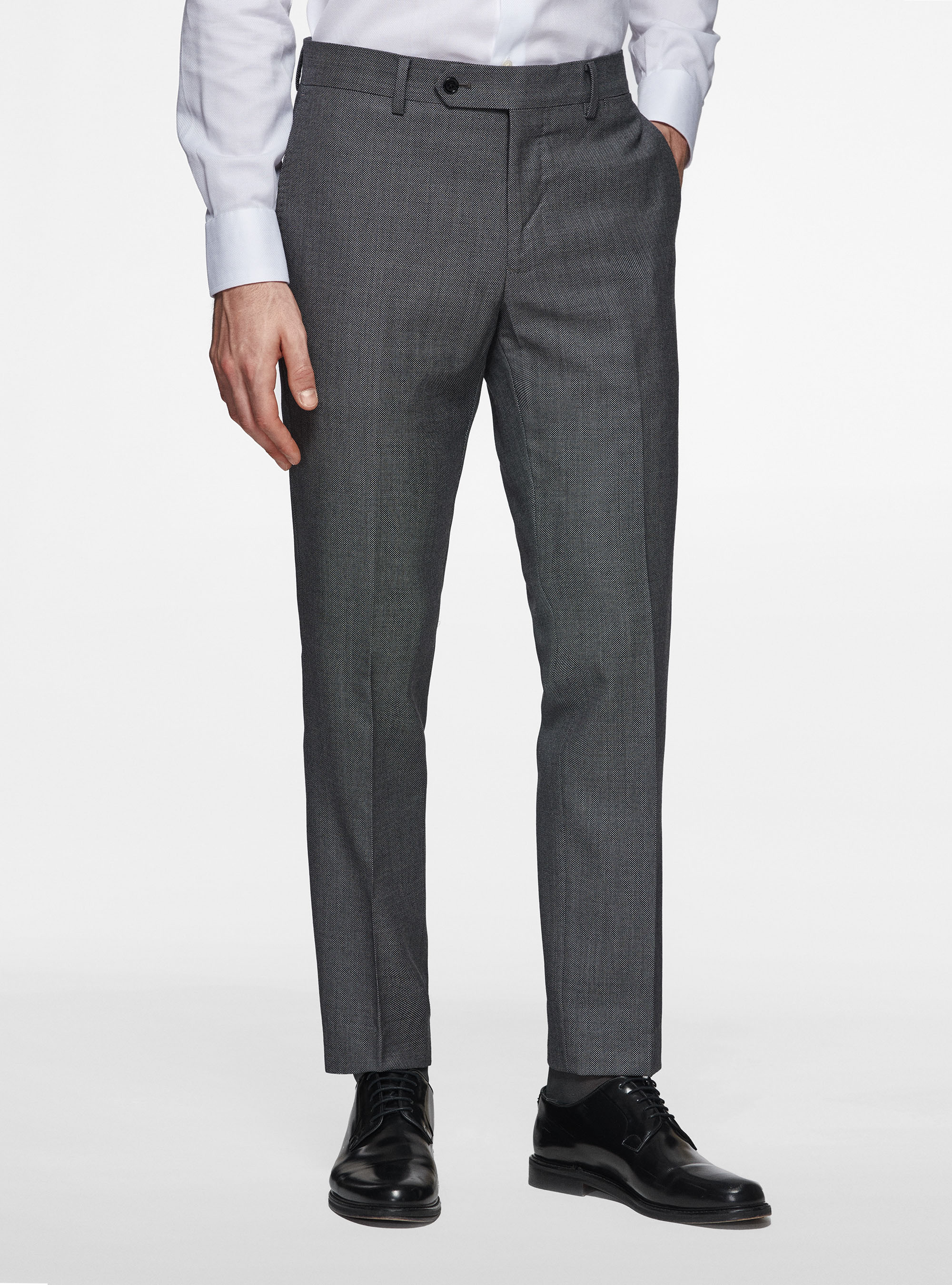 Trousers in pure wool partridge eye, GREY