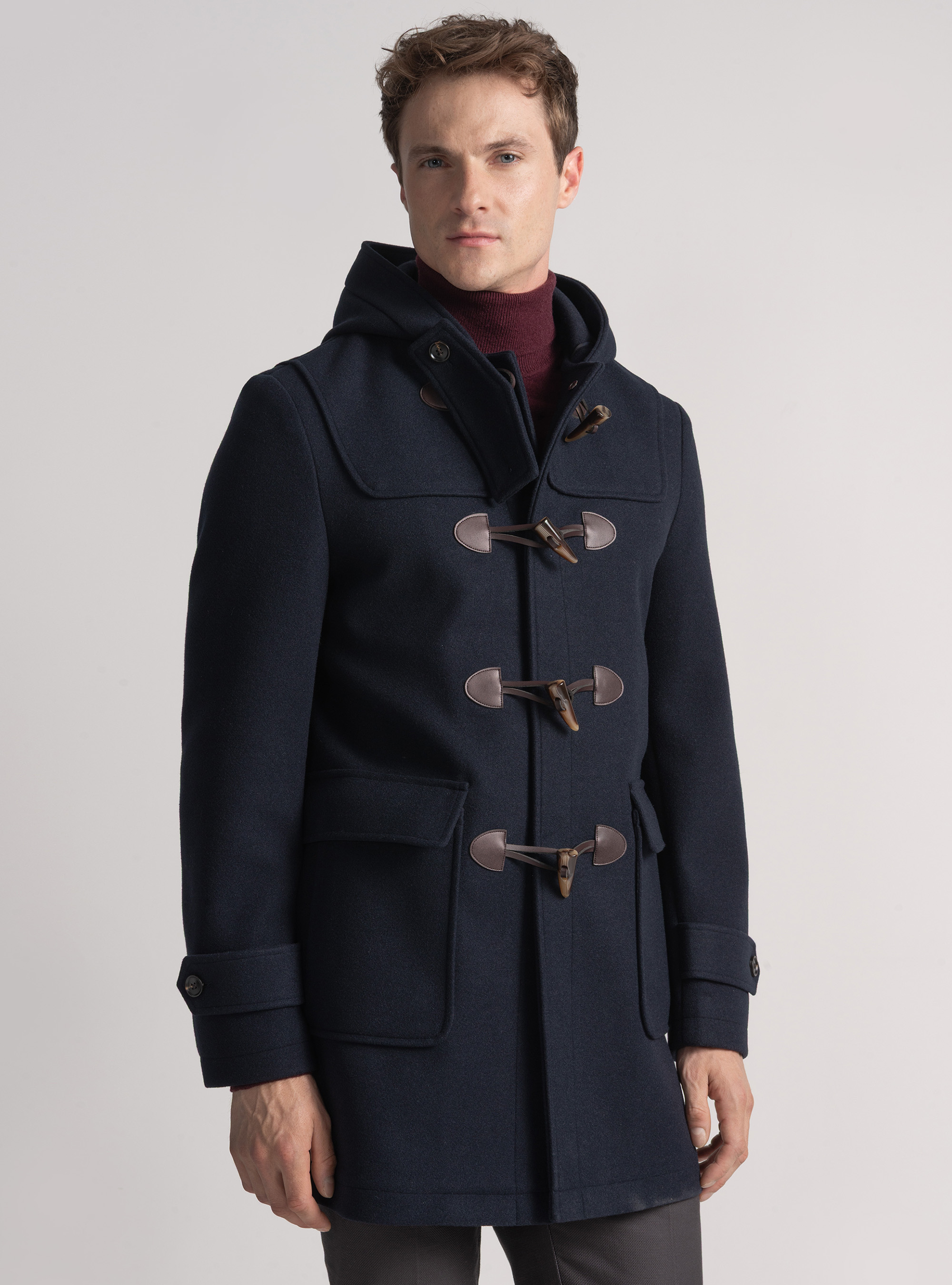 Basic wool-blend Montgomery, NAVY BLUE