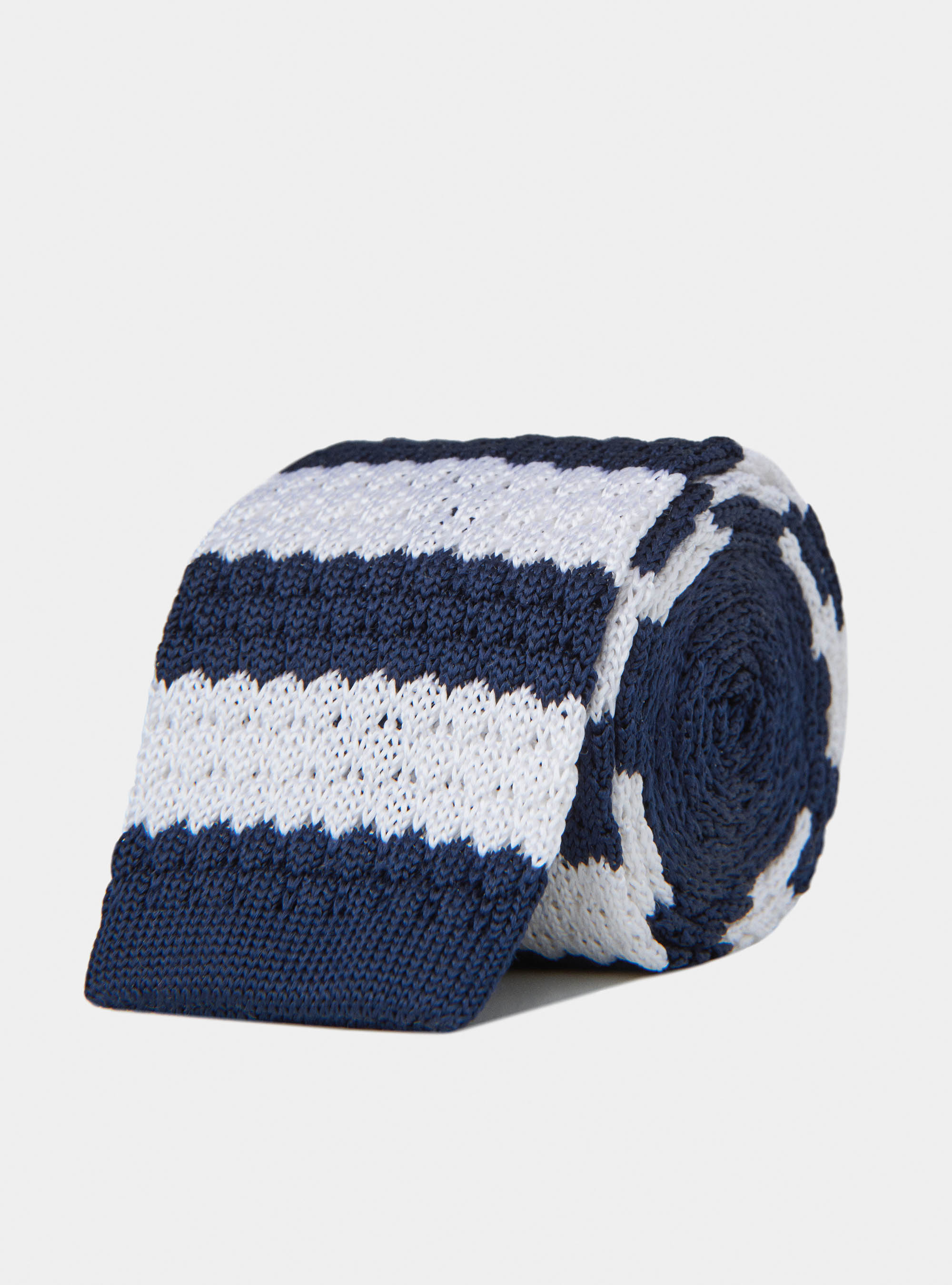 Striped knit tie, NAVY BLUE