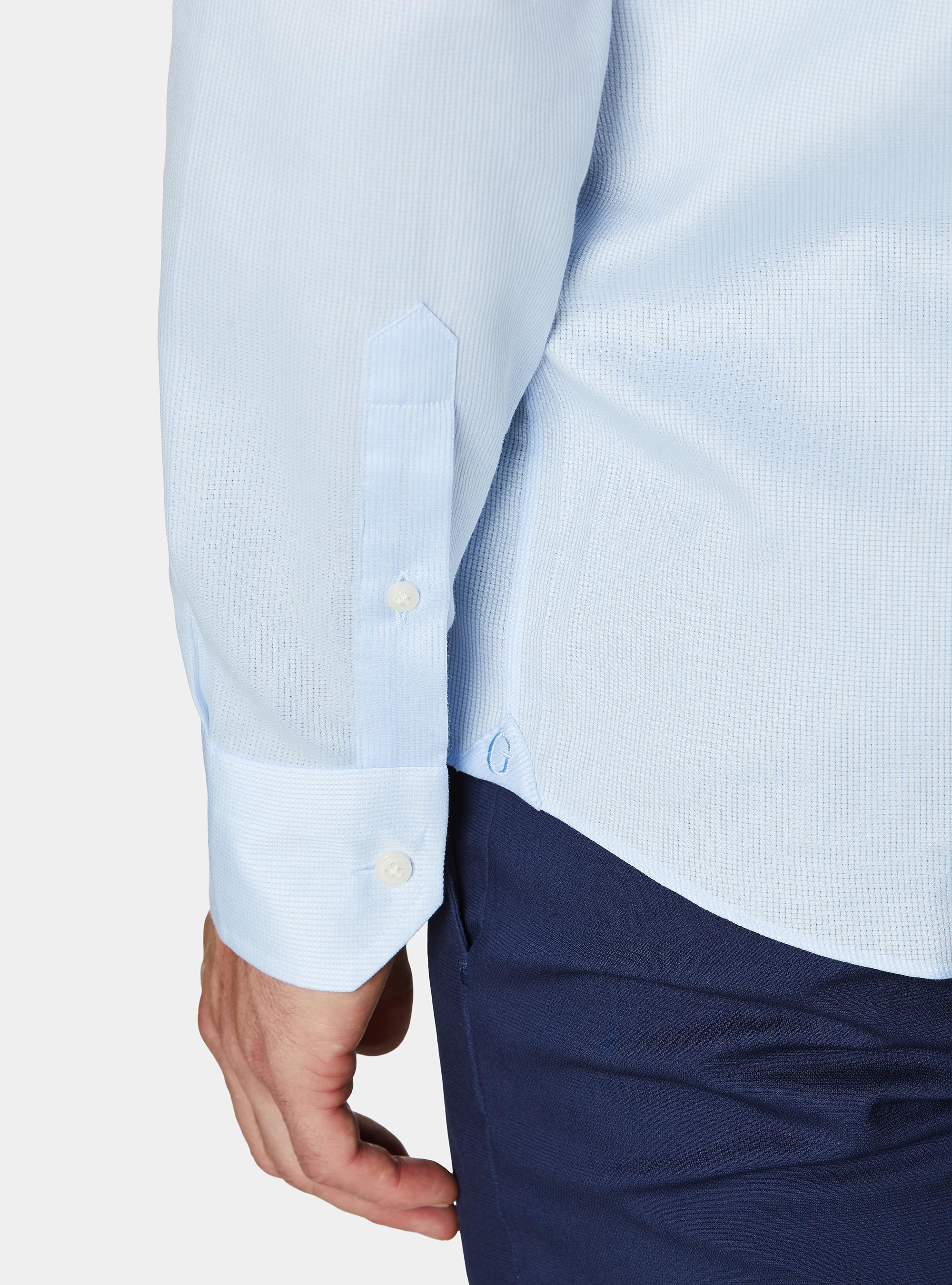 Textured cotton shirt, LIGHT BLUE