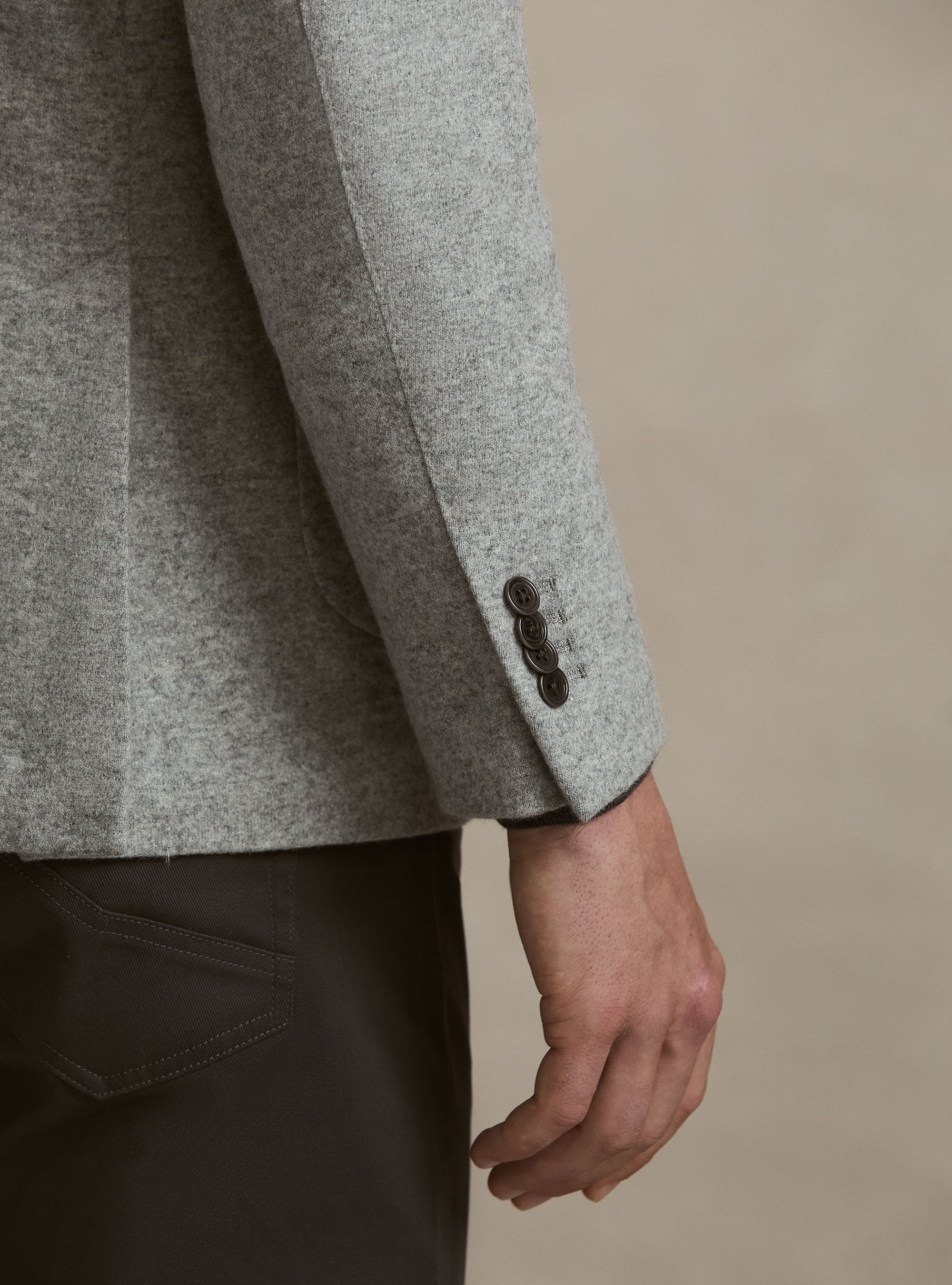 M&eacute;lange Wool-Blend Jersey Jacket with Internal Bib, LIGHT GREY MELANGE