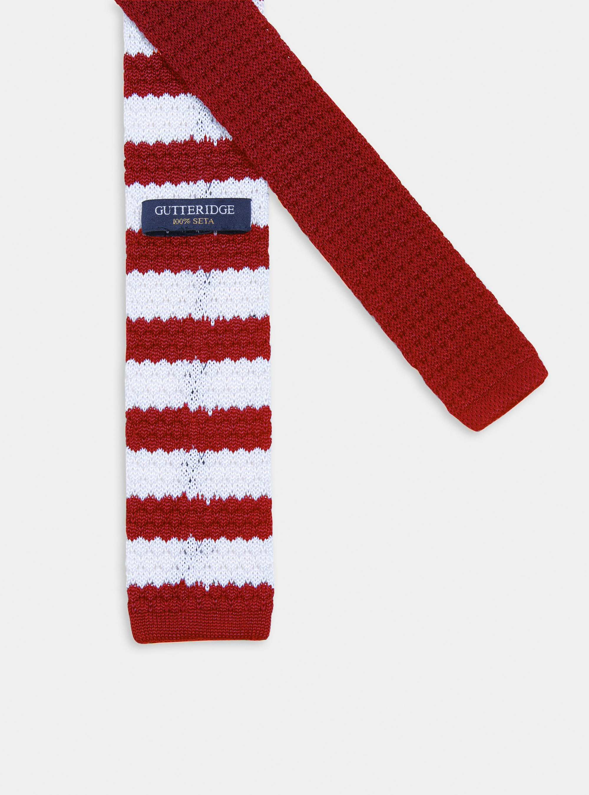 Striped knit tie, ROSSO 0300C
