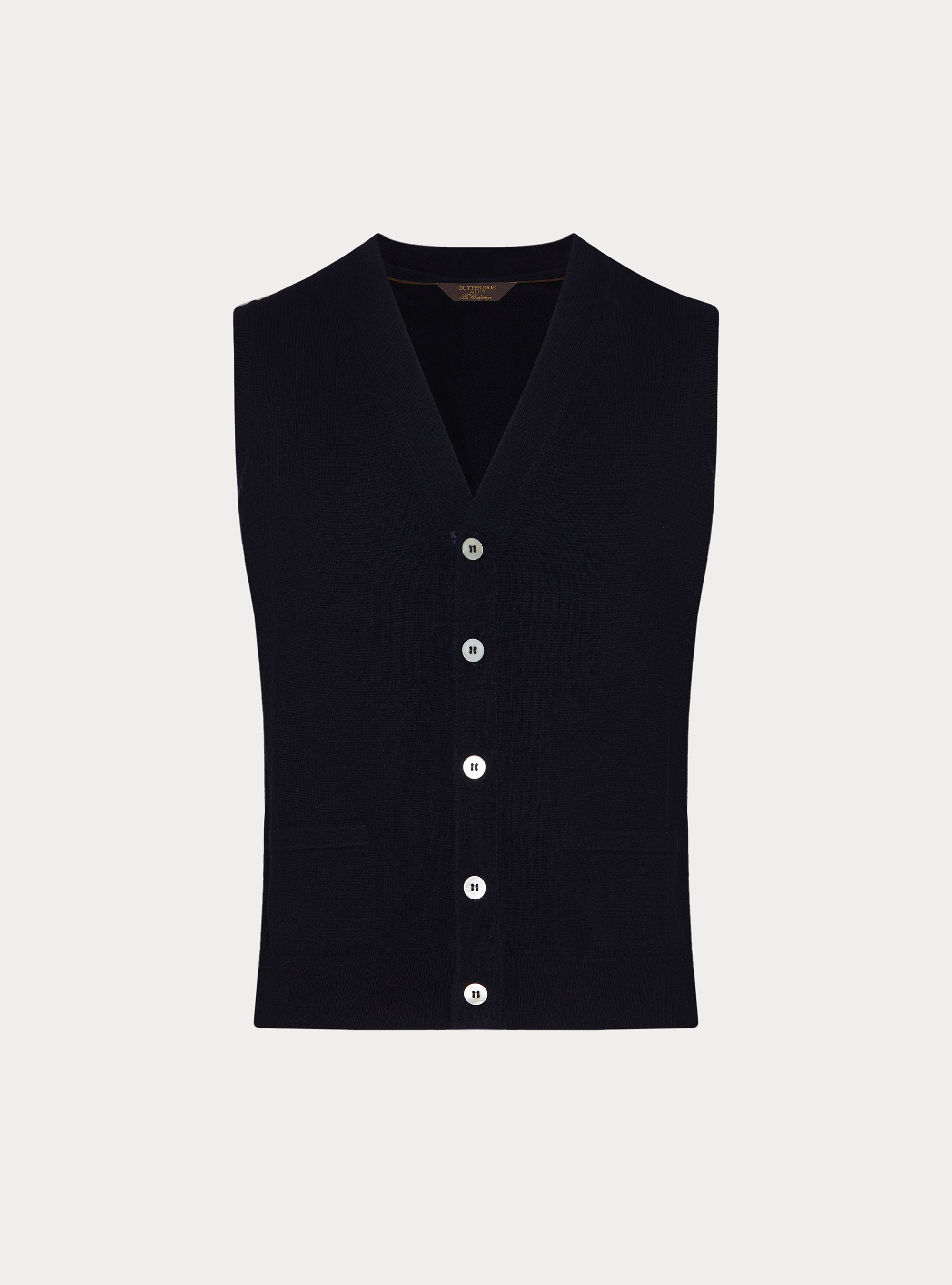 Gilet con bottoni in maglia misto lana, BLU NAVY
