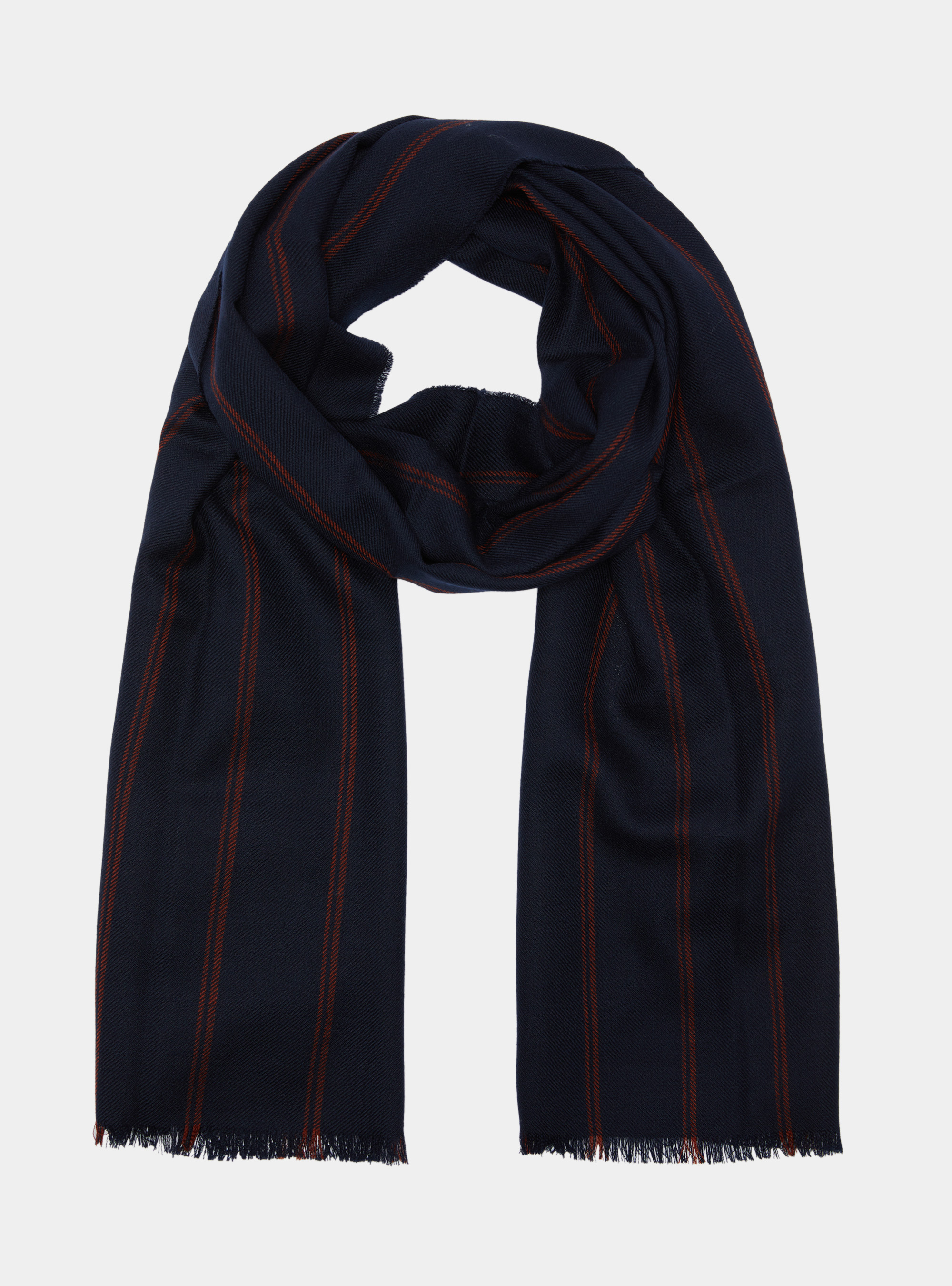 Sciarpa in lana a righe, NAVY/BORDEAUX B054