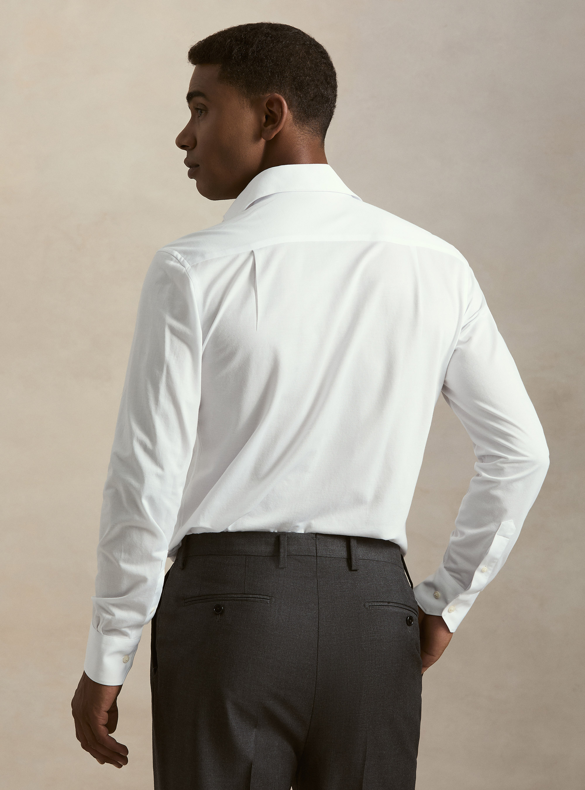 Chemise GT01 en jersey de coton m&eacute;lang&eacute;, BLANC