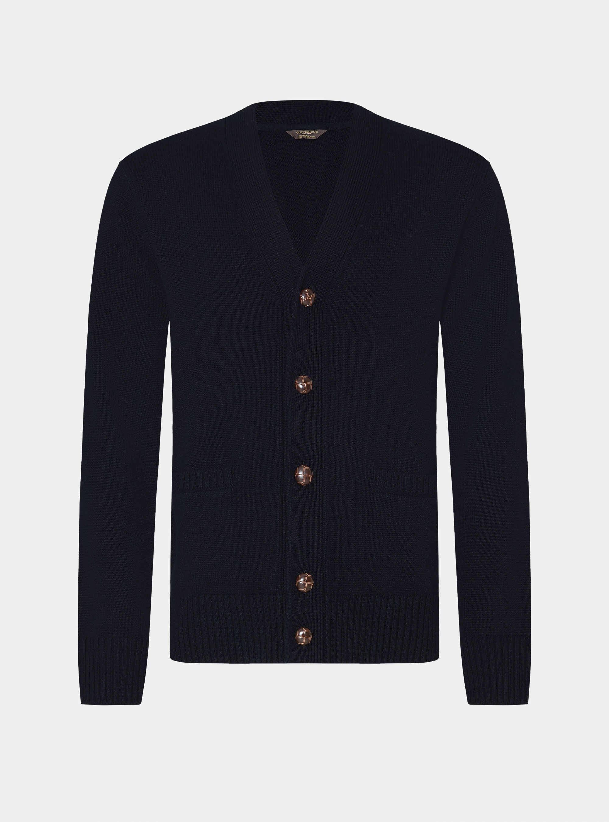 Button-up wool and cashmere cardigan, NAVY BLUE