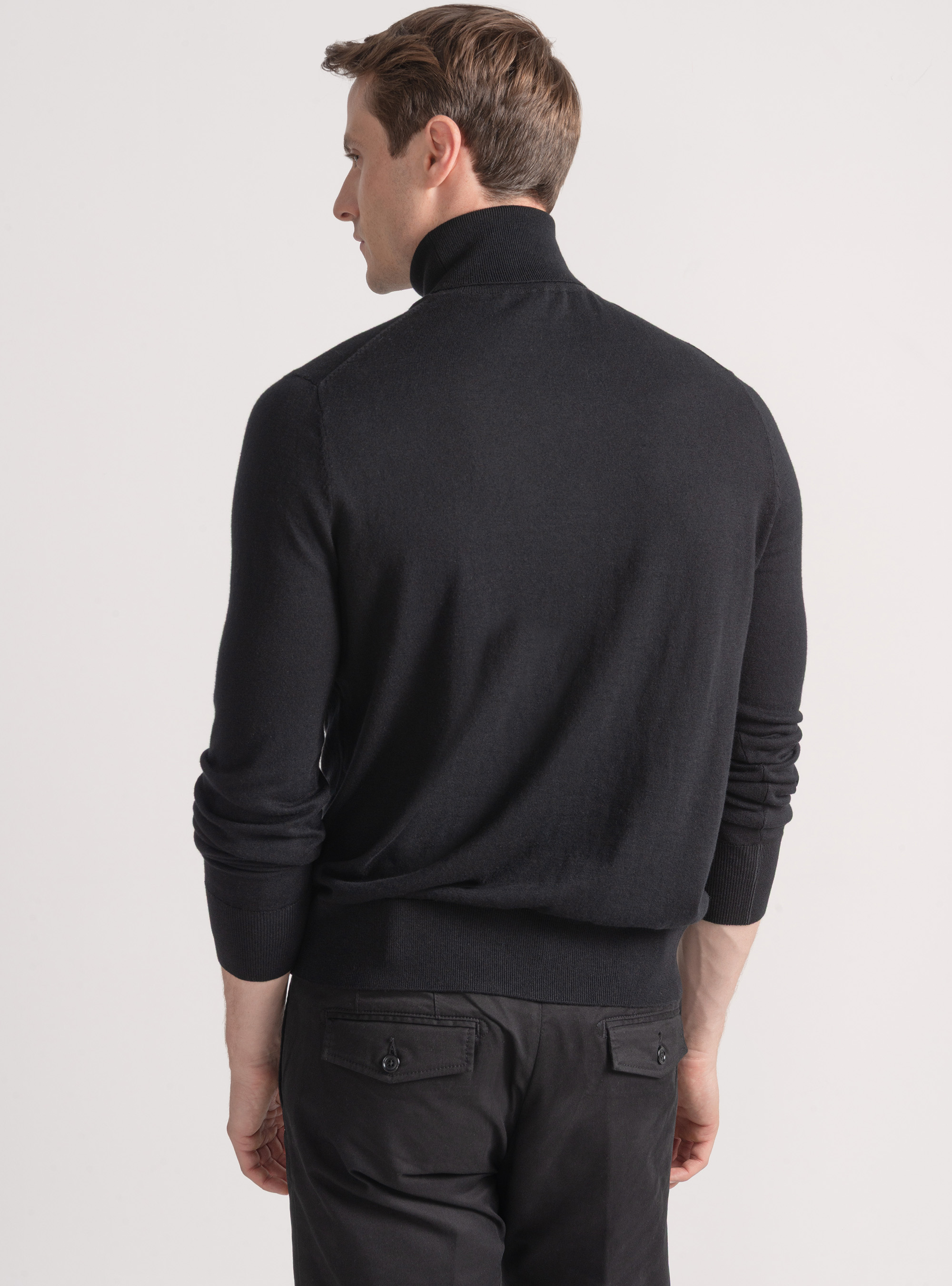 Dolcevita in cotone seta e cashmere, NERO