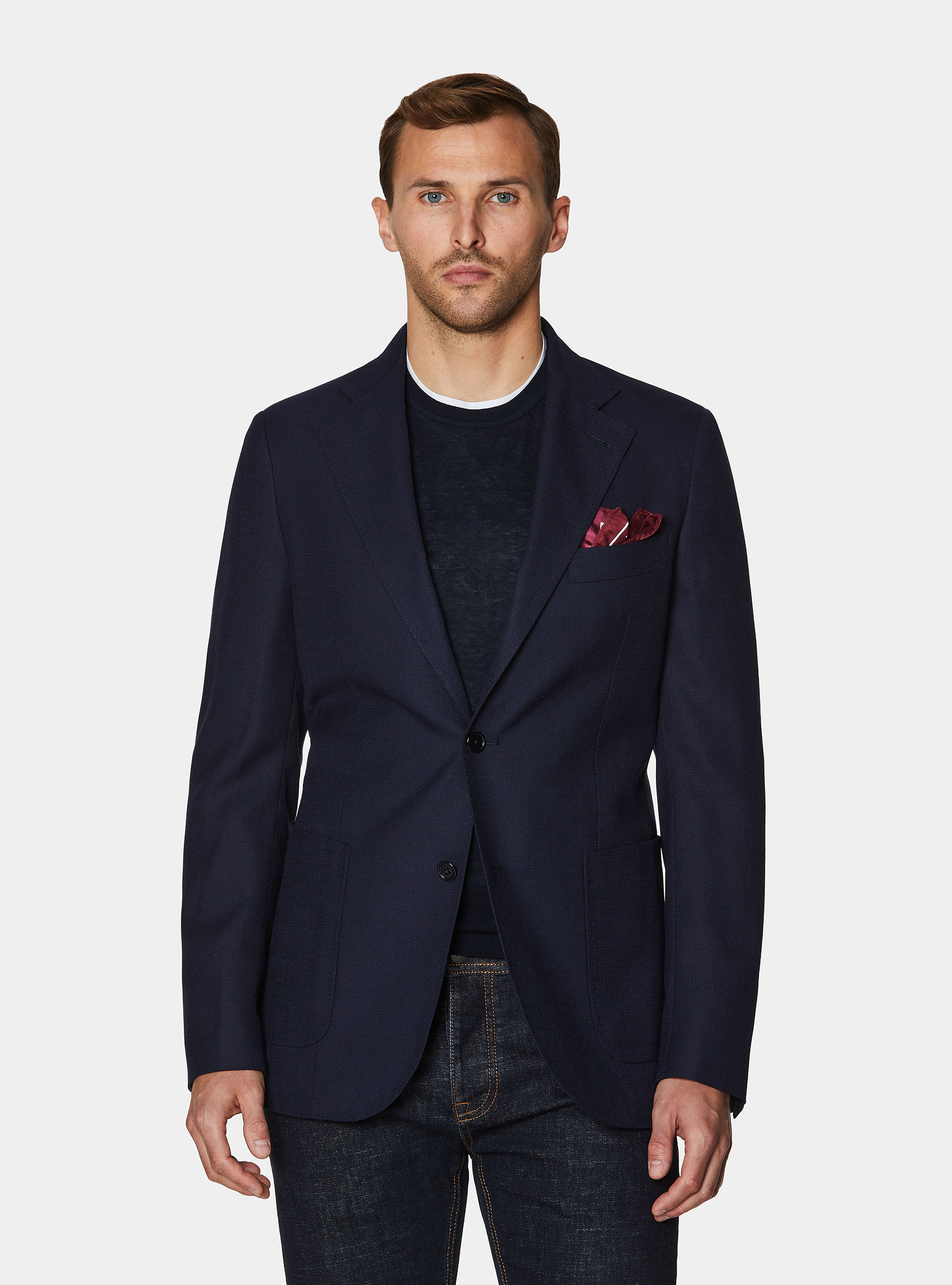 Pure wool hopsack blazer, NAVY BLUE