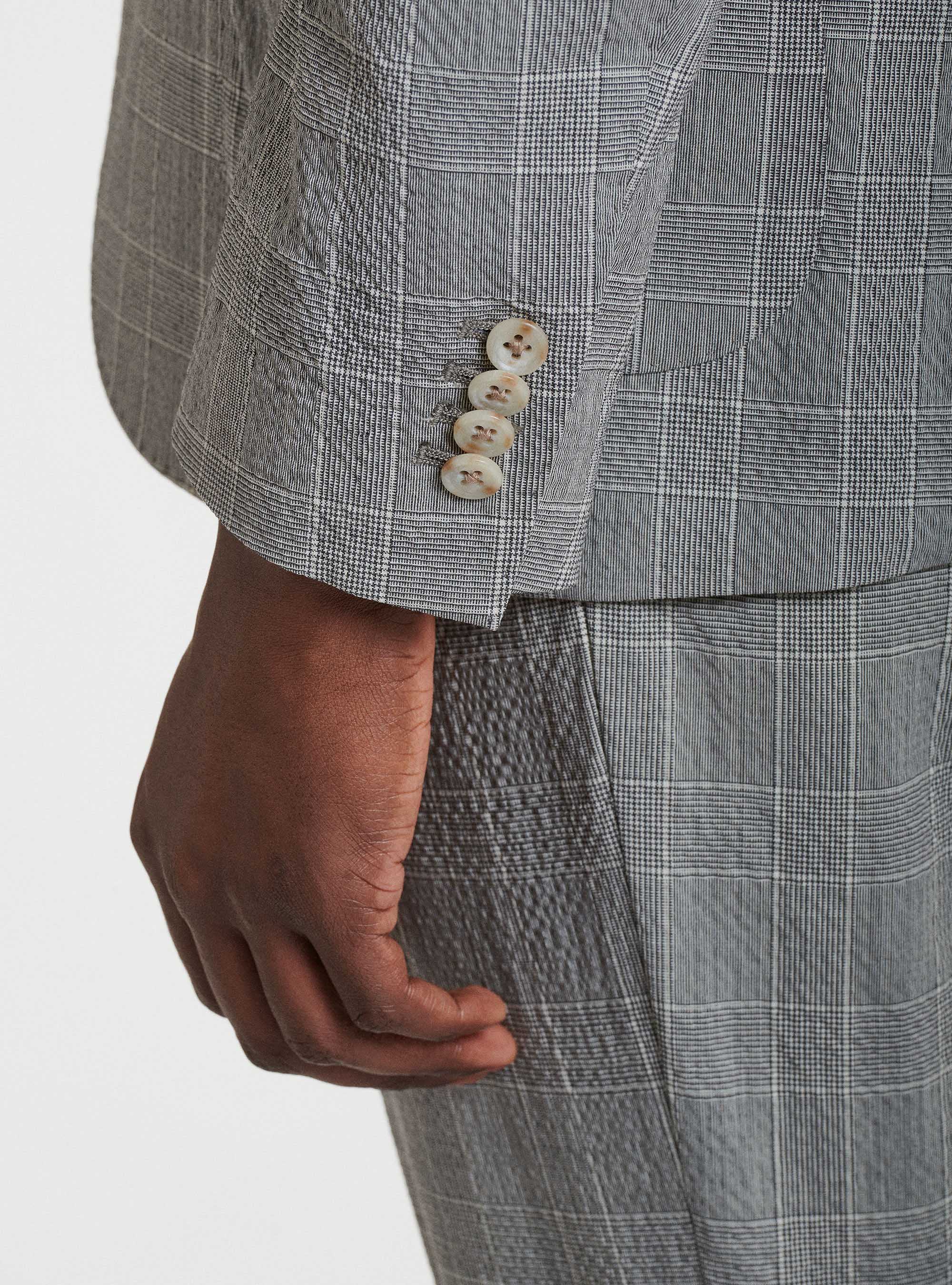 Giacca per abito in lana stretch seersucker superfine 100's Zignone, GRIGIO CHIARO MELANGE