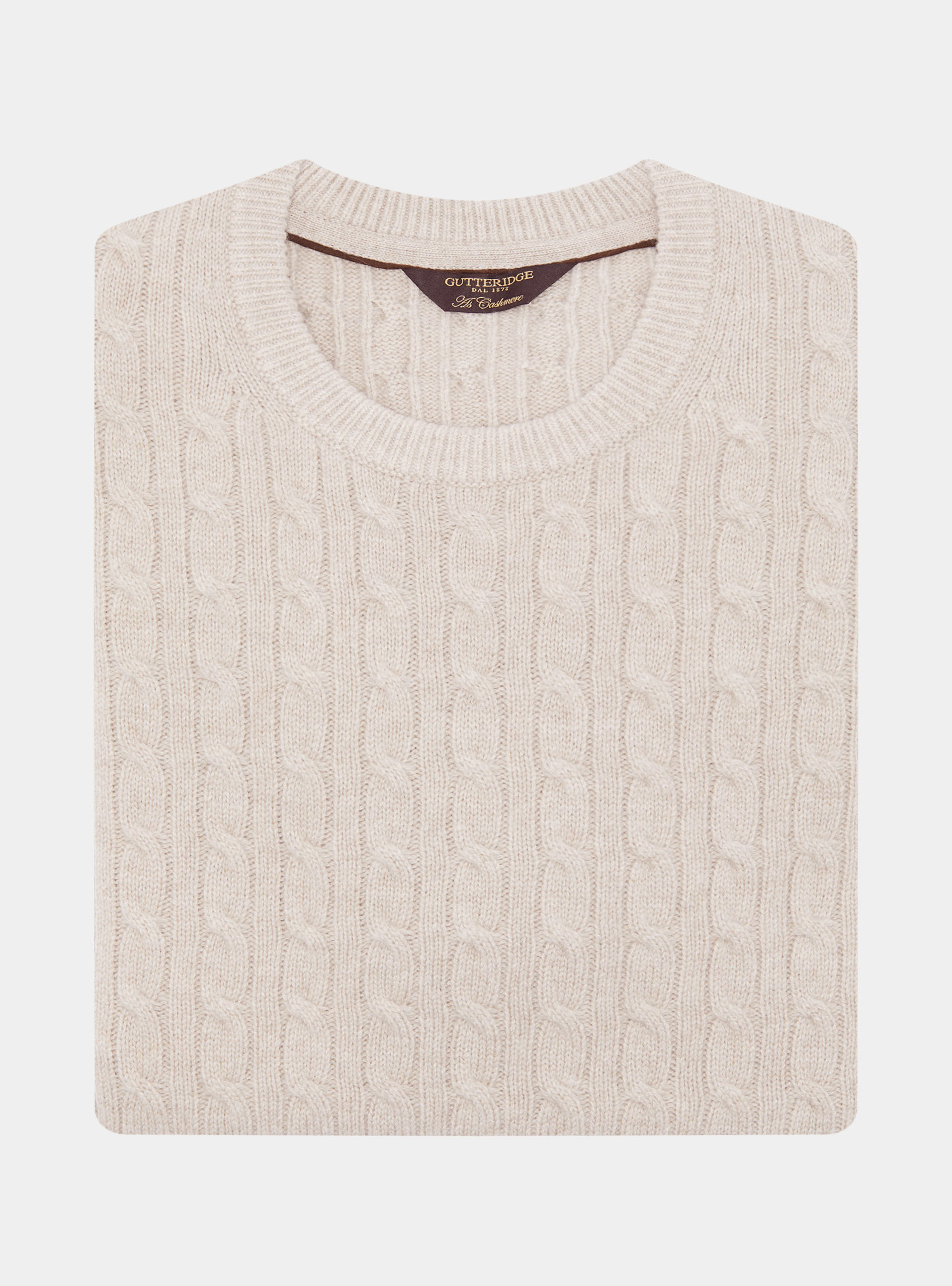 Crew-neck sweater with wool and cashmere braid, ECRU