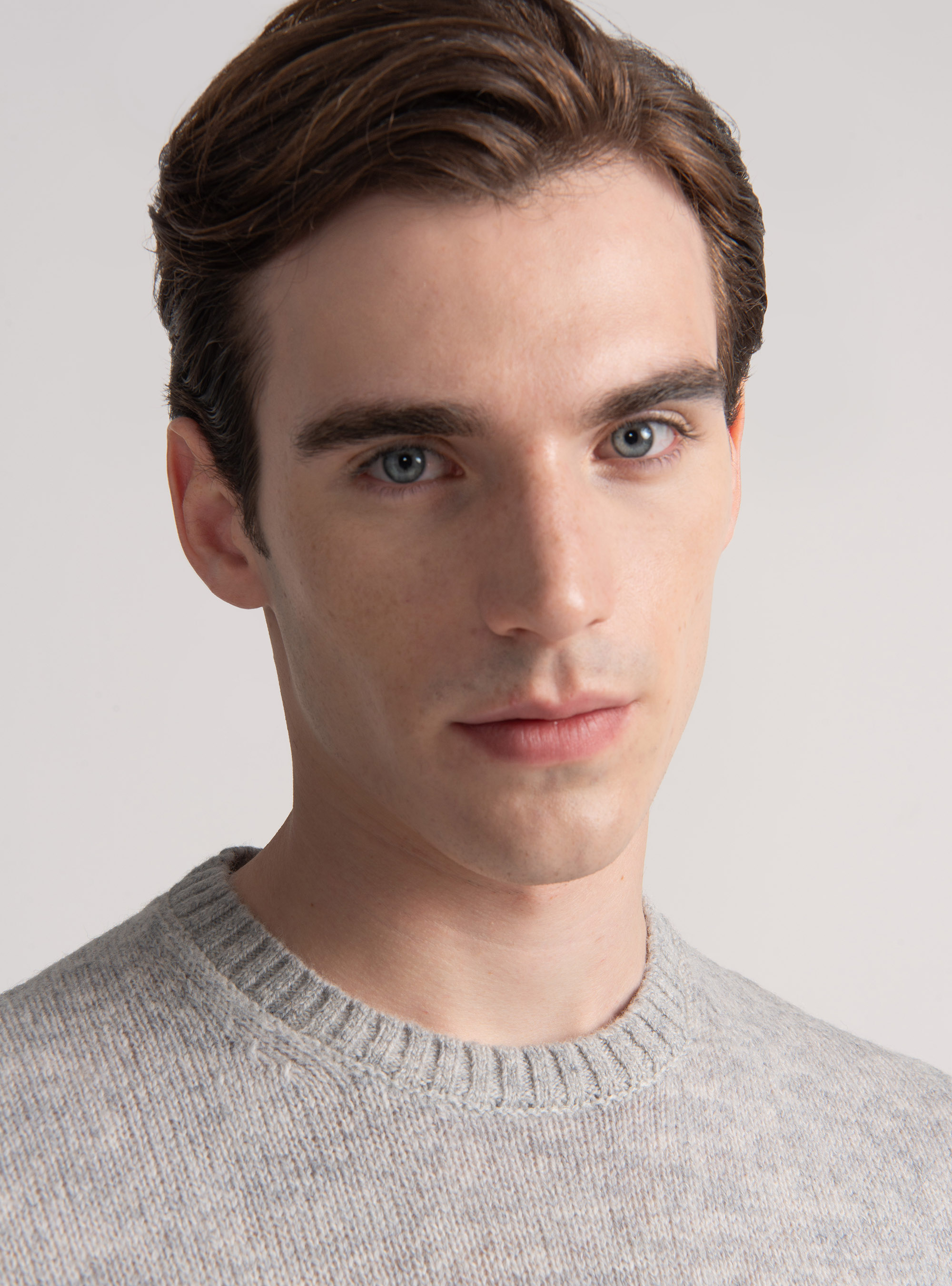 Shetland wool crew-neck sweater, GRIGIO MELANGE 0151C