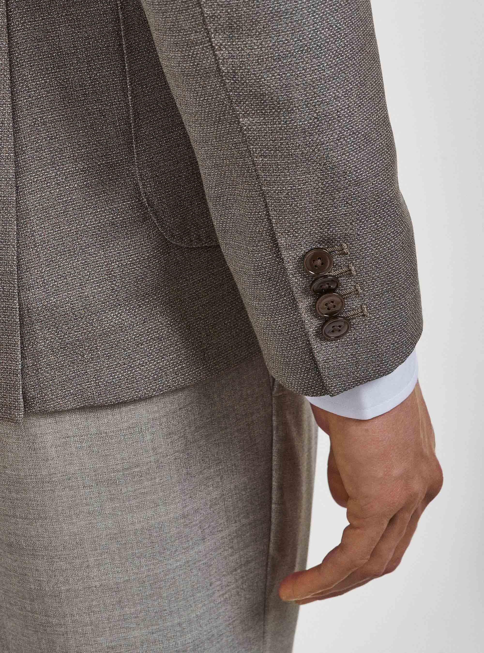 Giacca hopsack in lana Vitale Barberis Canonico, FANGO