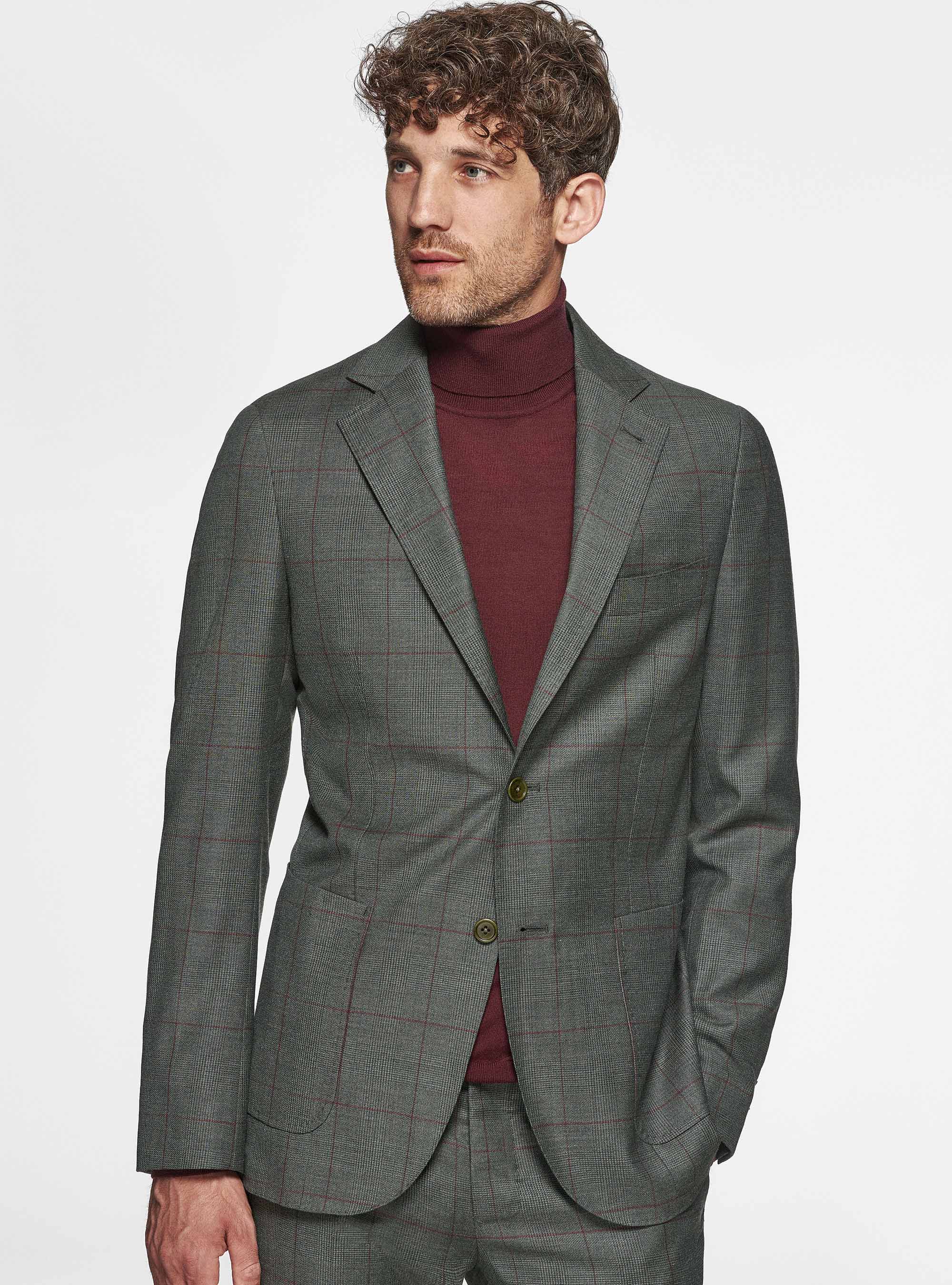 Jacke aus reiner Wolle gemustert, VERDE 0649C