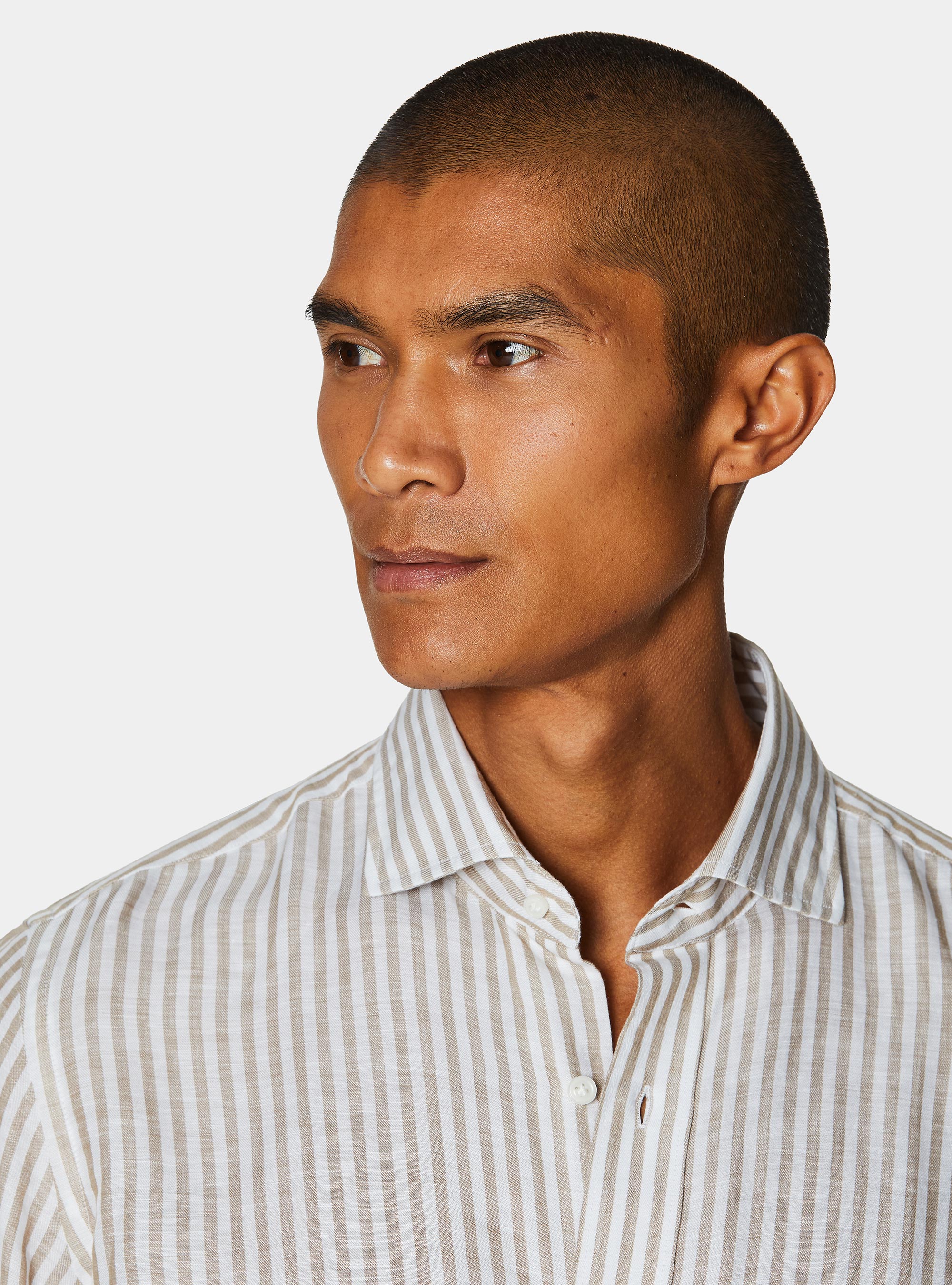 Linen blend striped shirt, SAND