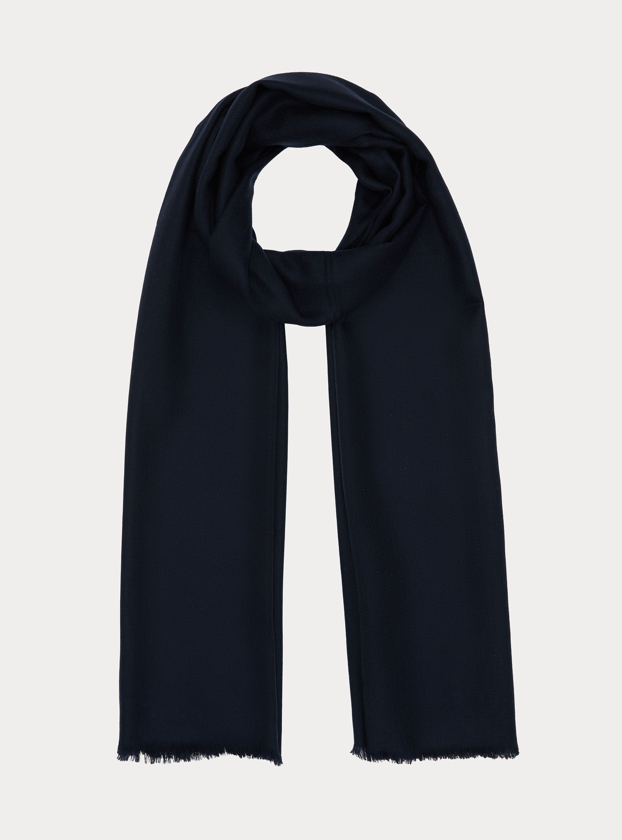 Lightweight embroidered wool scarf, NAVY BLUE
