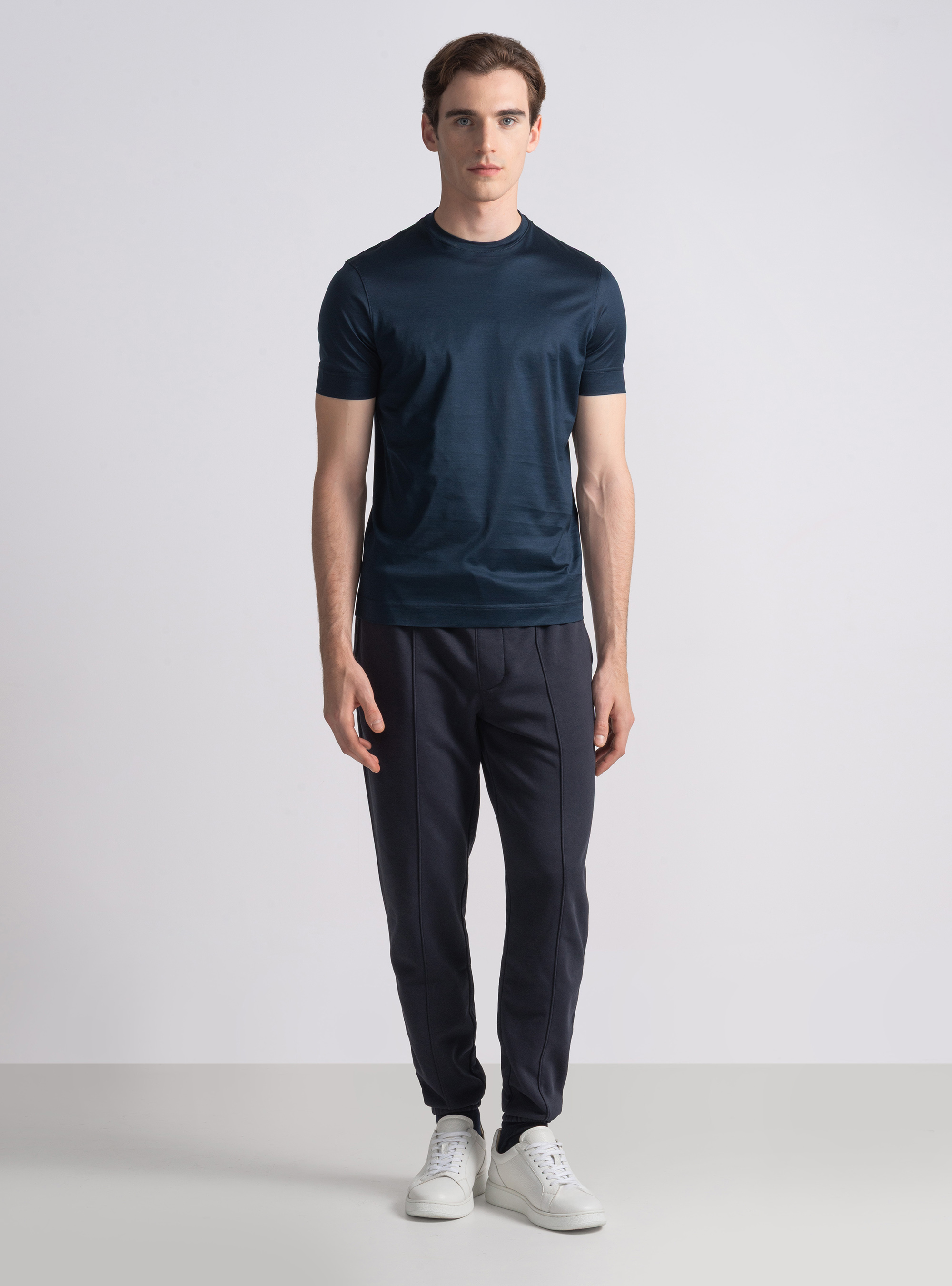 Kurz&auml;rmeliges T-Shirt aus schottischem Garn, NAVY 0218C