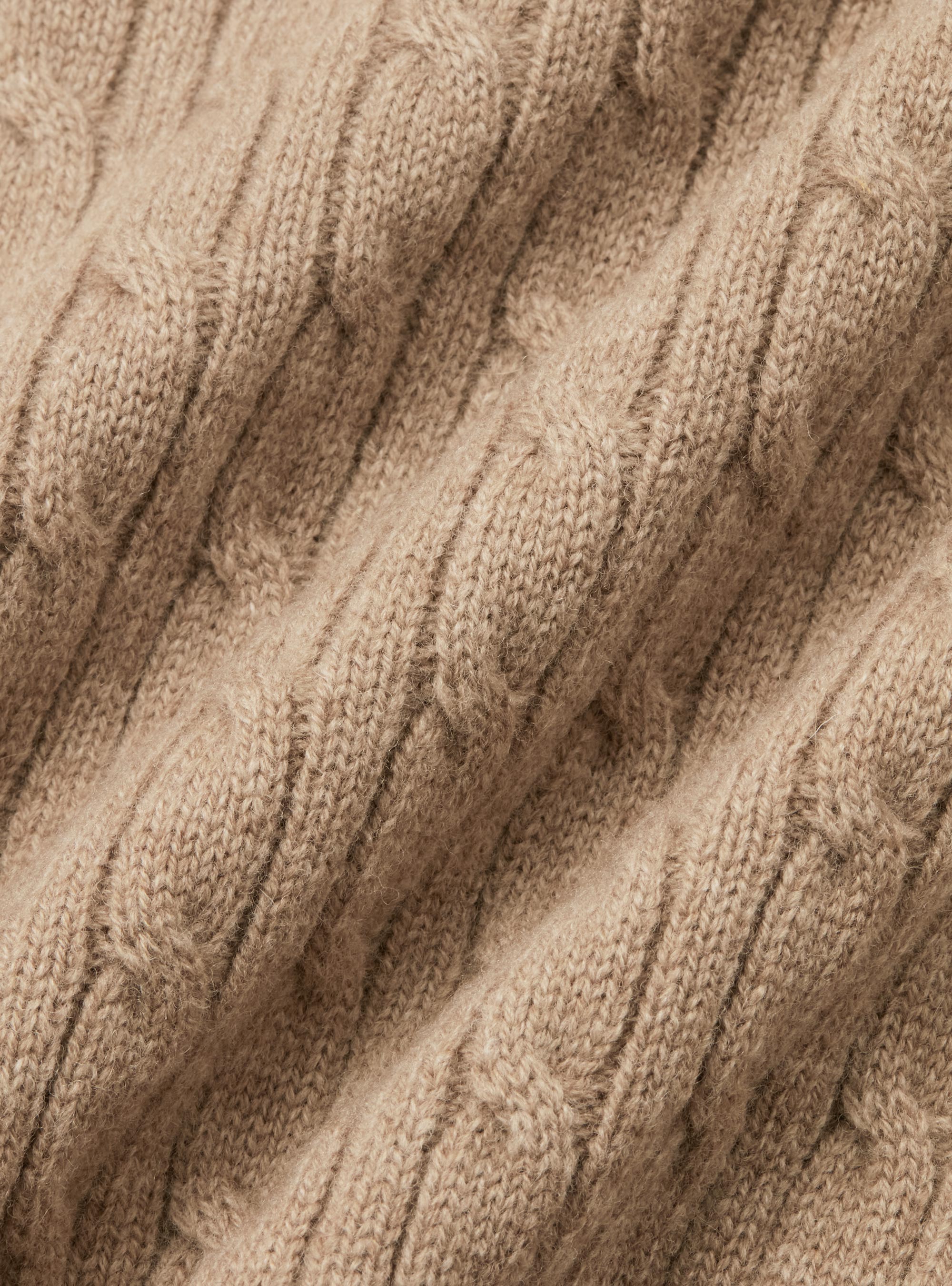 Merino wool V-neck sweater with braid, CAMMELLO 0570C