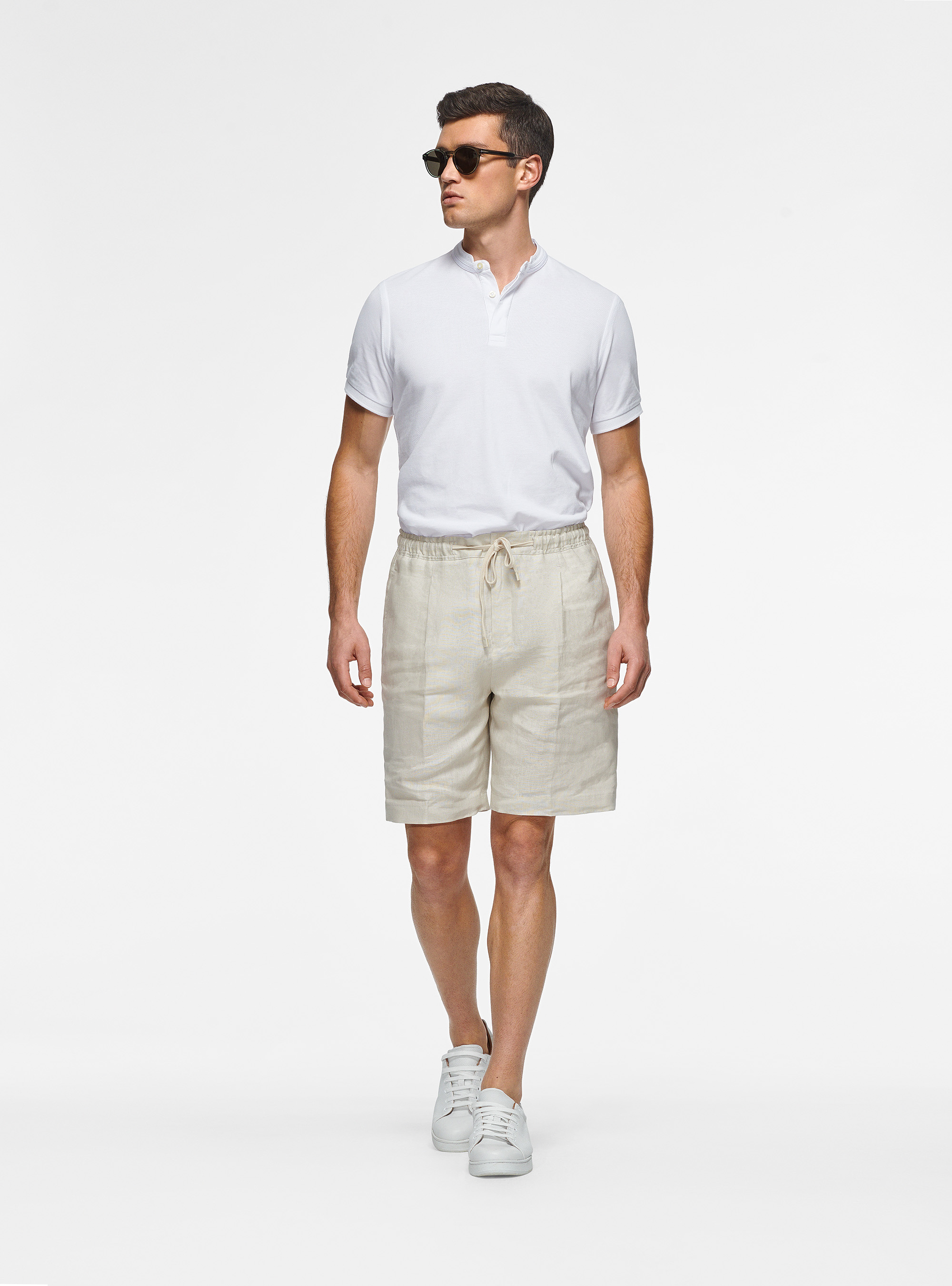 Polo coreano de piqu&eacute;, BLANCO