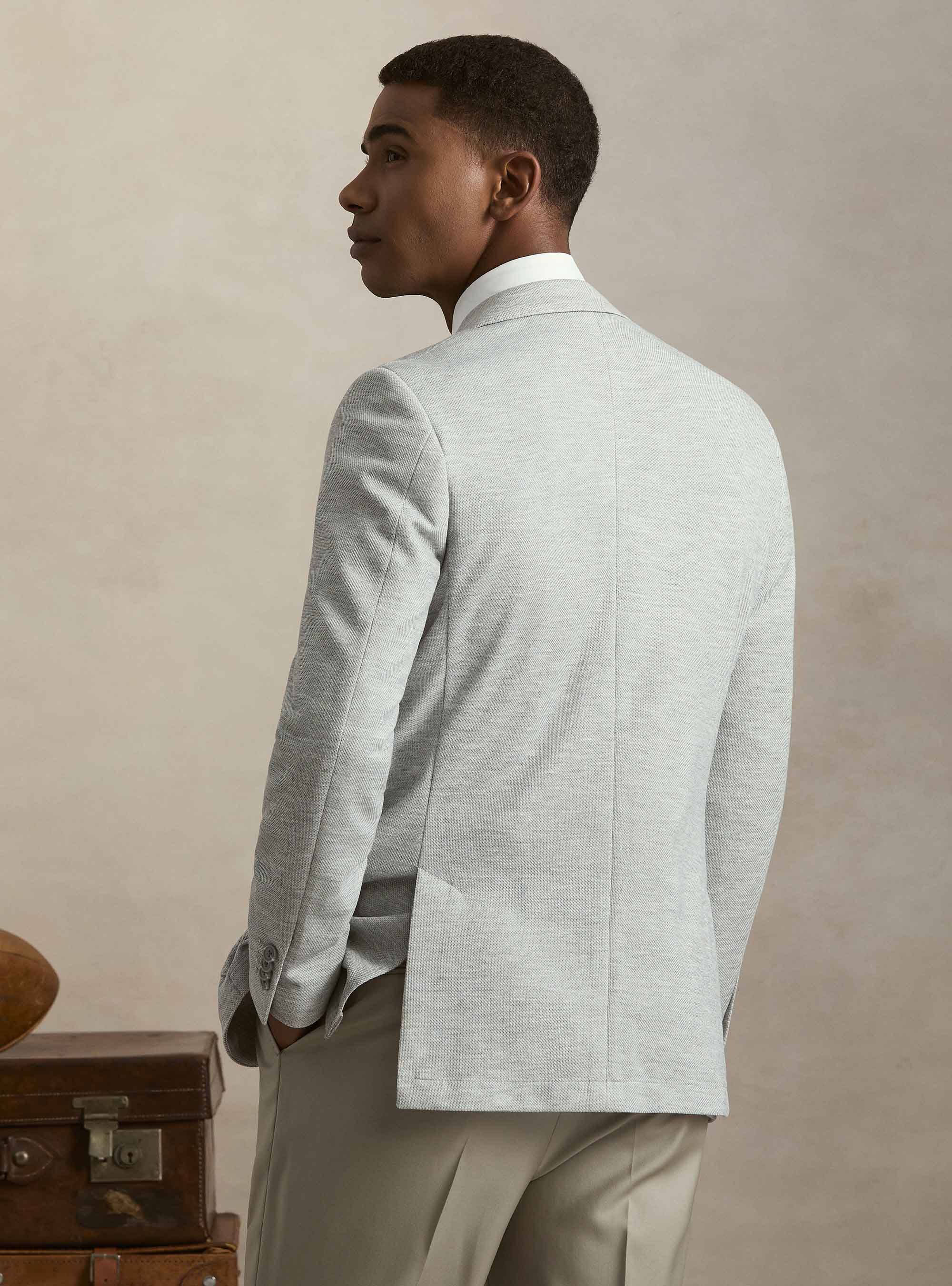 Single-breasted single jersey blazer, GRIGIO MELANGE 0151C