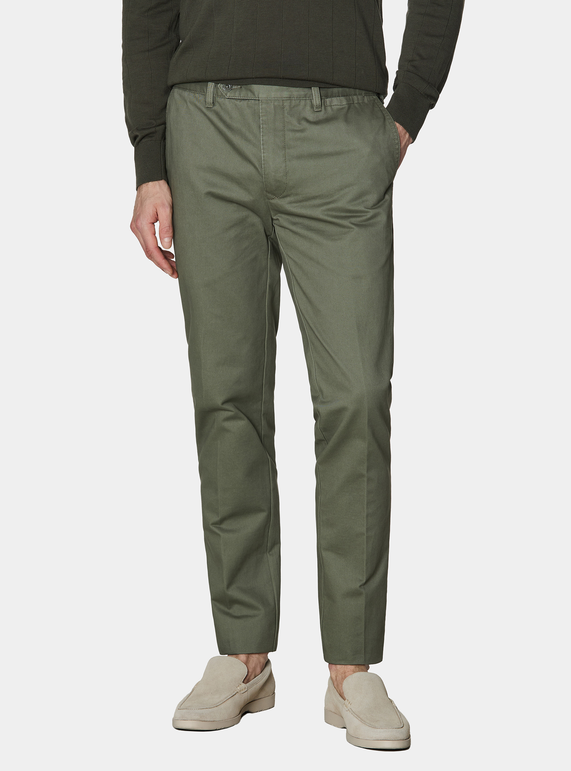Cotton twill chino trousers, SALVIA 0602C